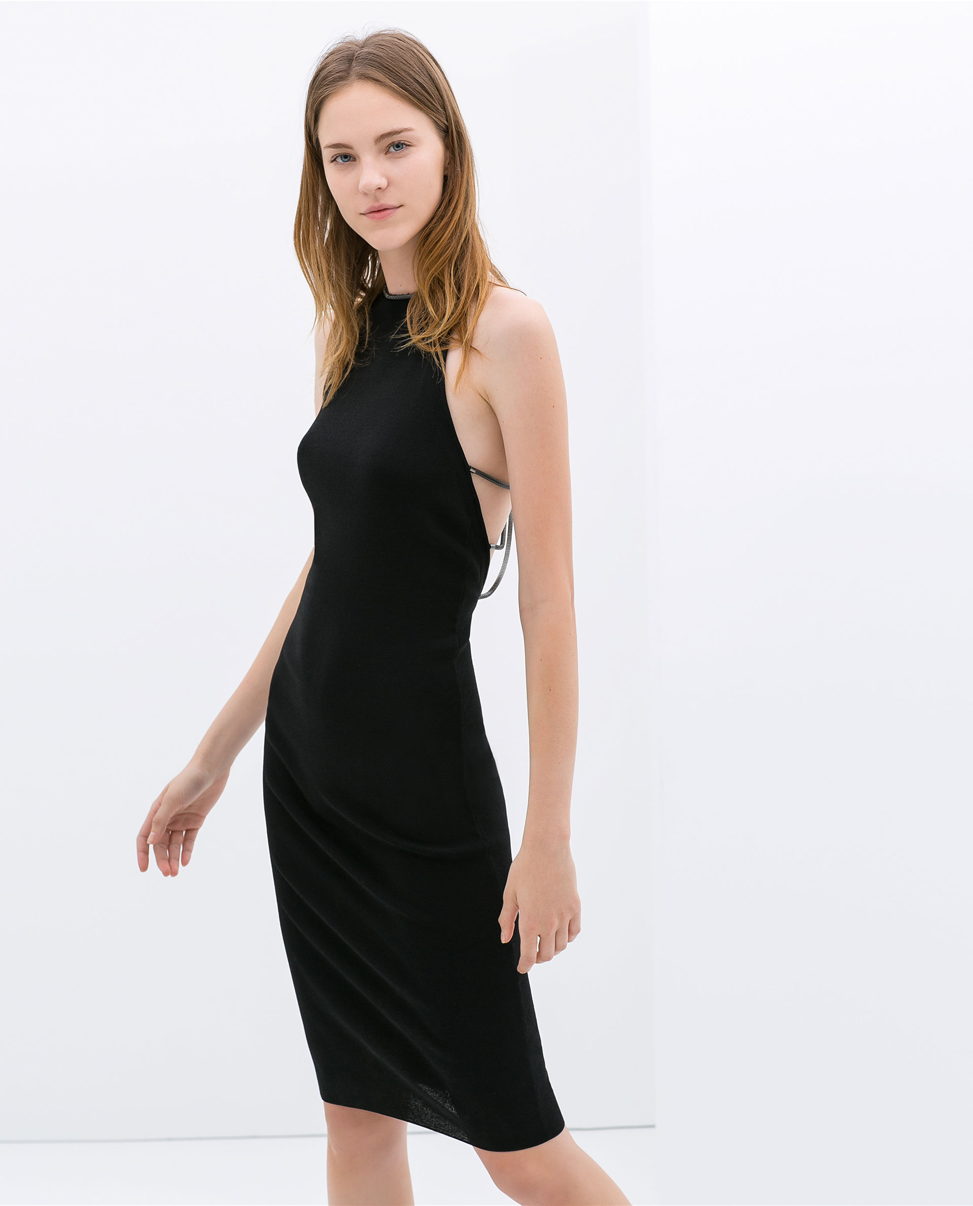 Zara Dress with Chains On The Back in Black | Lyst