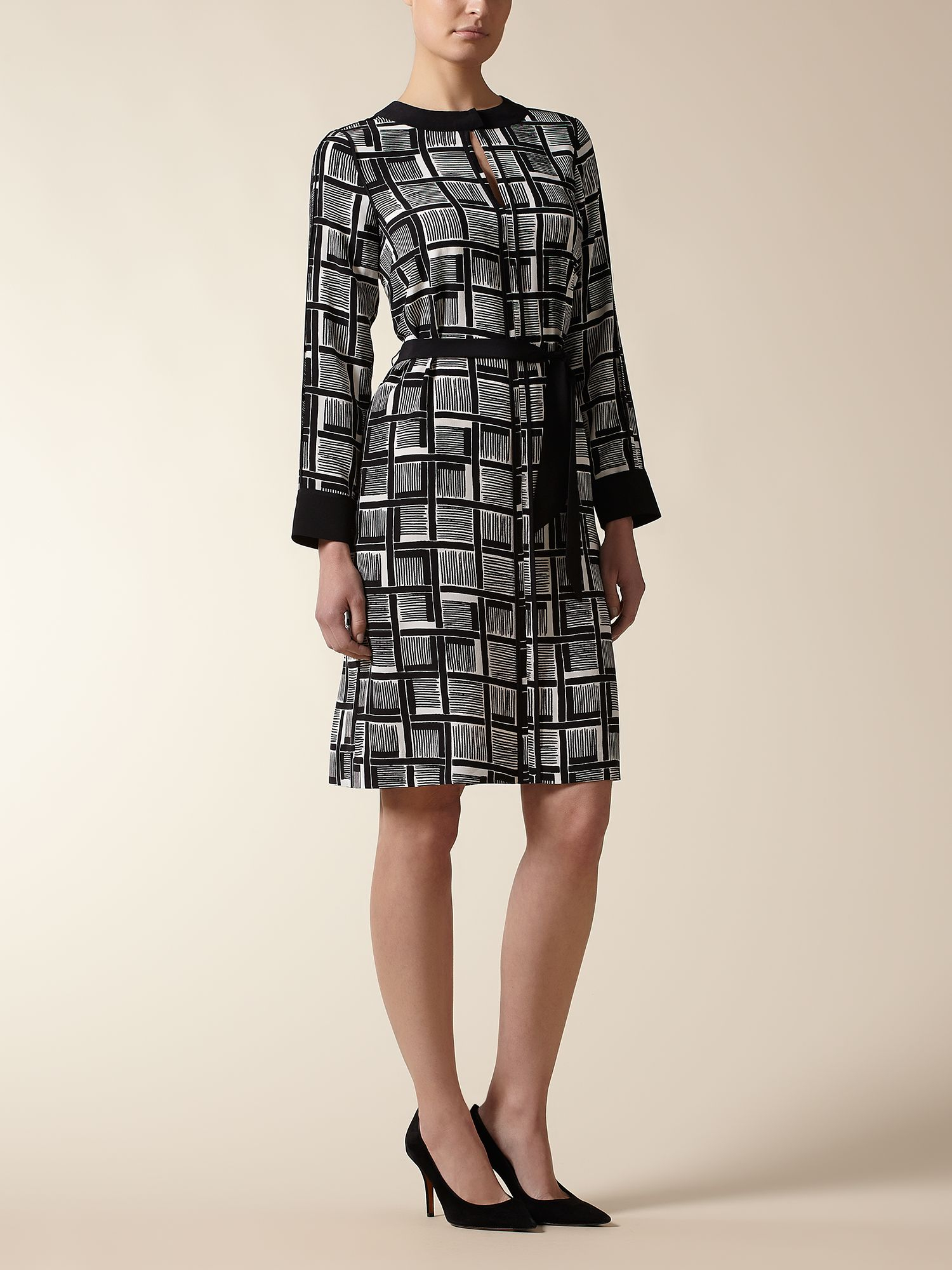 Jaeger Cube Print Silk Dress in Black Lyst