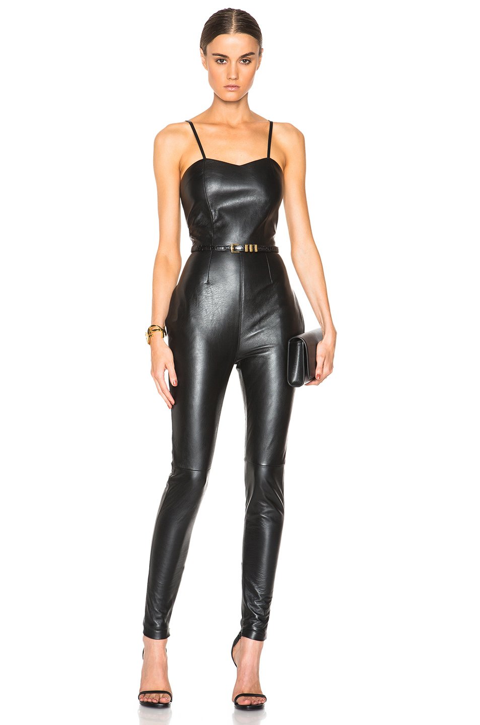 Lyst Saint Laurent Leather Jumpsuit In Black