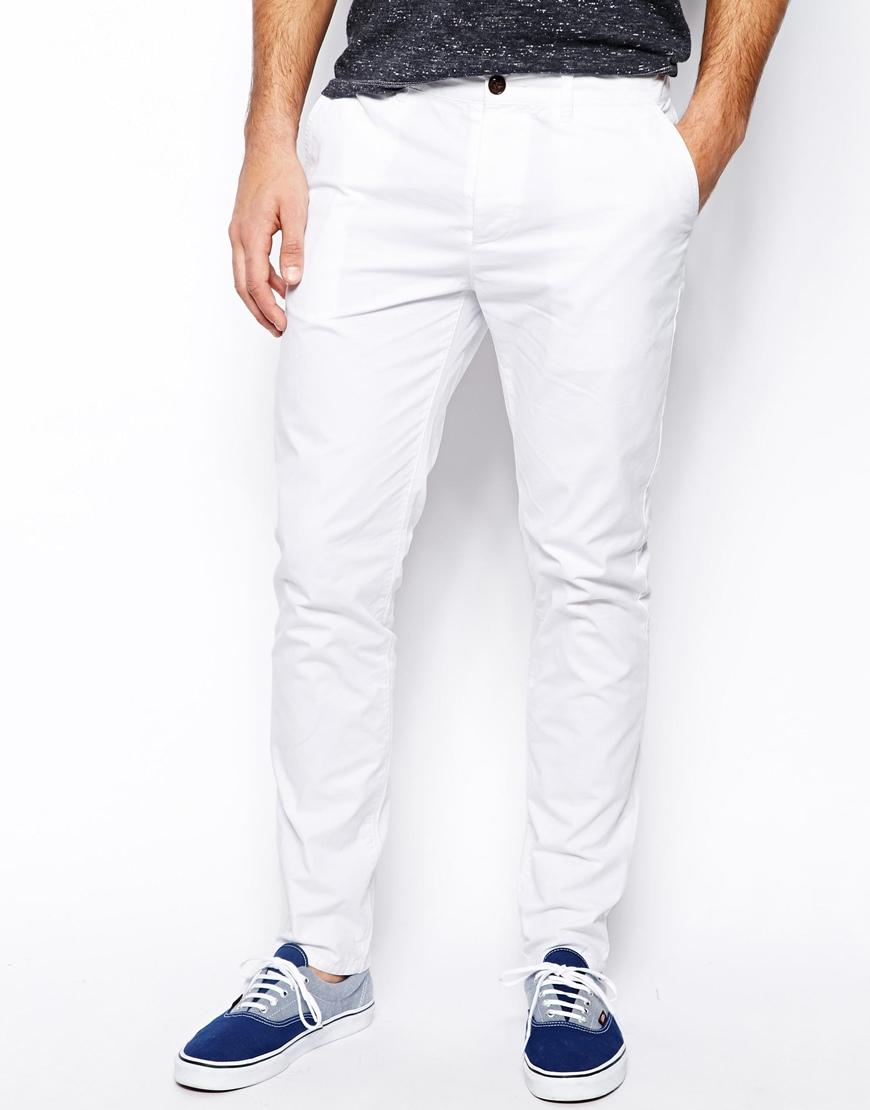 white slim chino pants