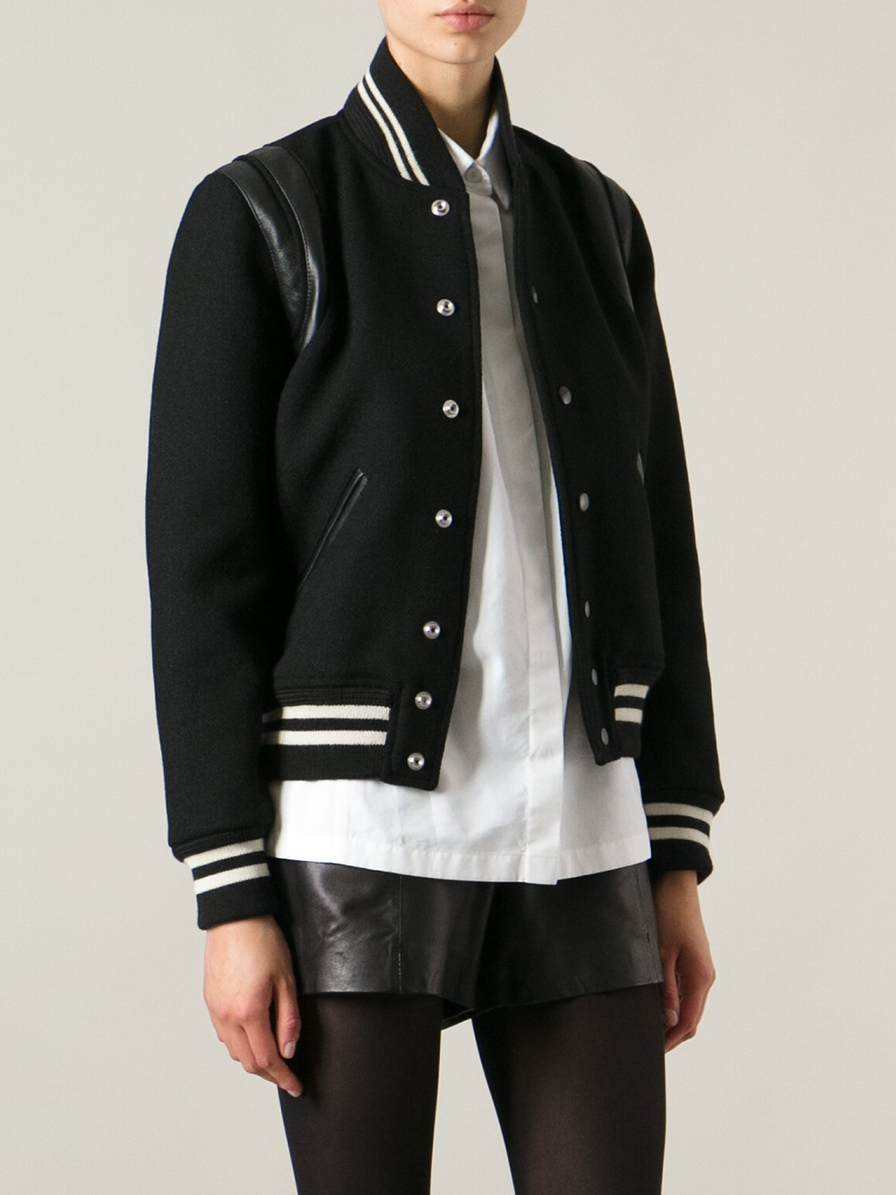 Saint Laurent 'Teddy' Bomber Jacket in Black - Lyst