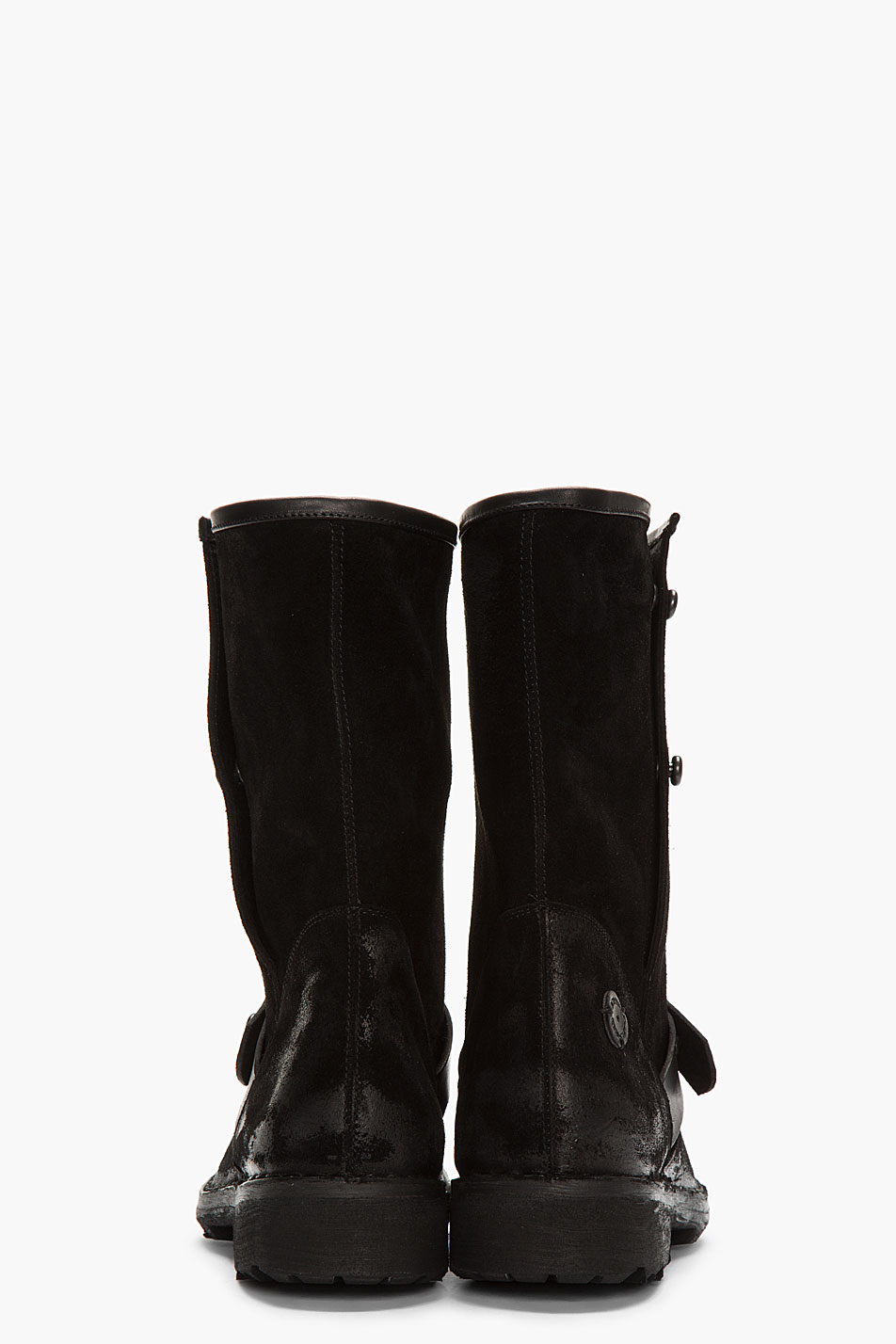 Diesel black gold Black Distressed Suede Buttoned Boots in Black for ...