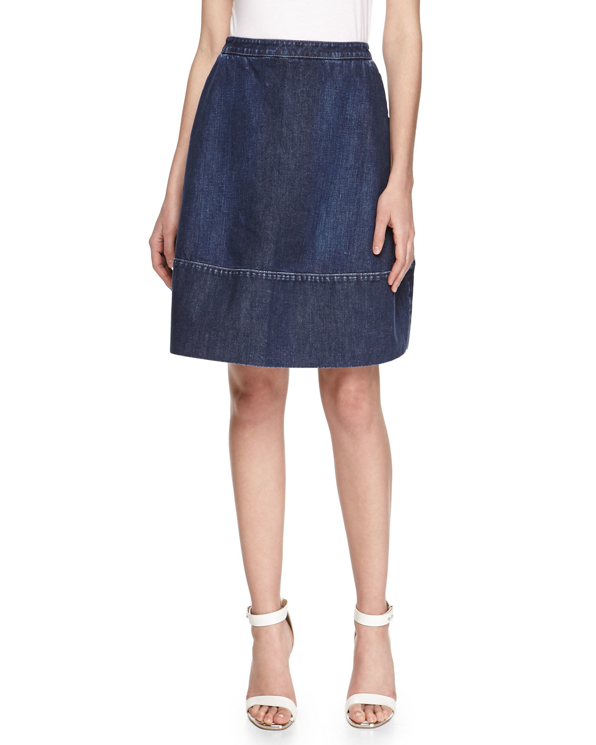 Lyst - Stella Mccartney Knee-Length Denim Skirt in Blue