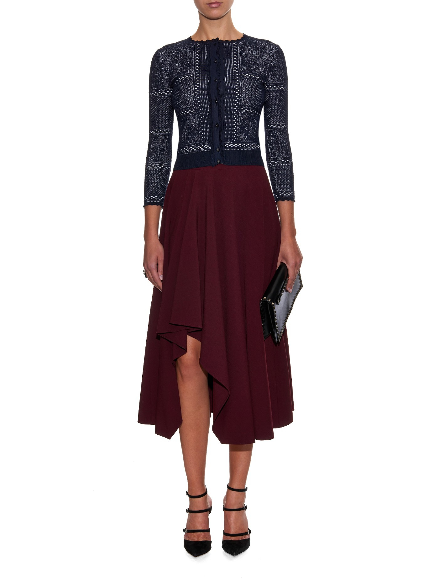 Alexander McQueen Victorianstyle Lace Cropped Cardigan in Navy White (Blue) Lyst