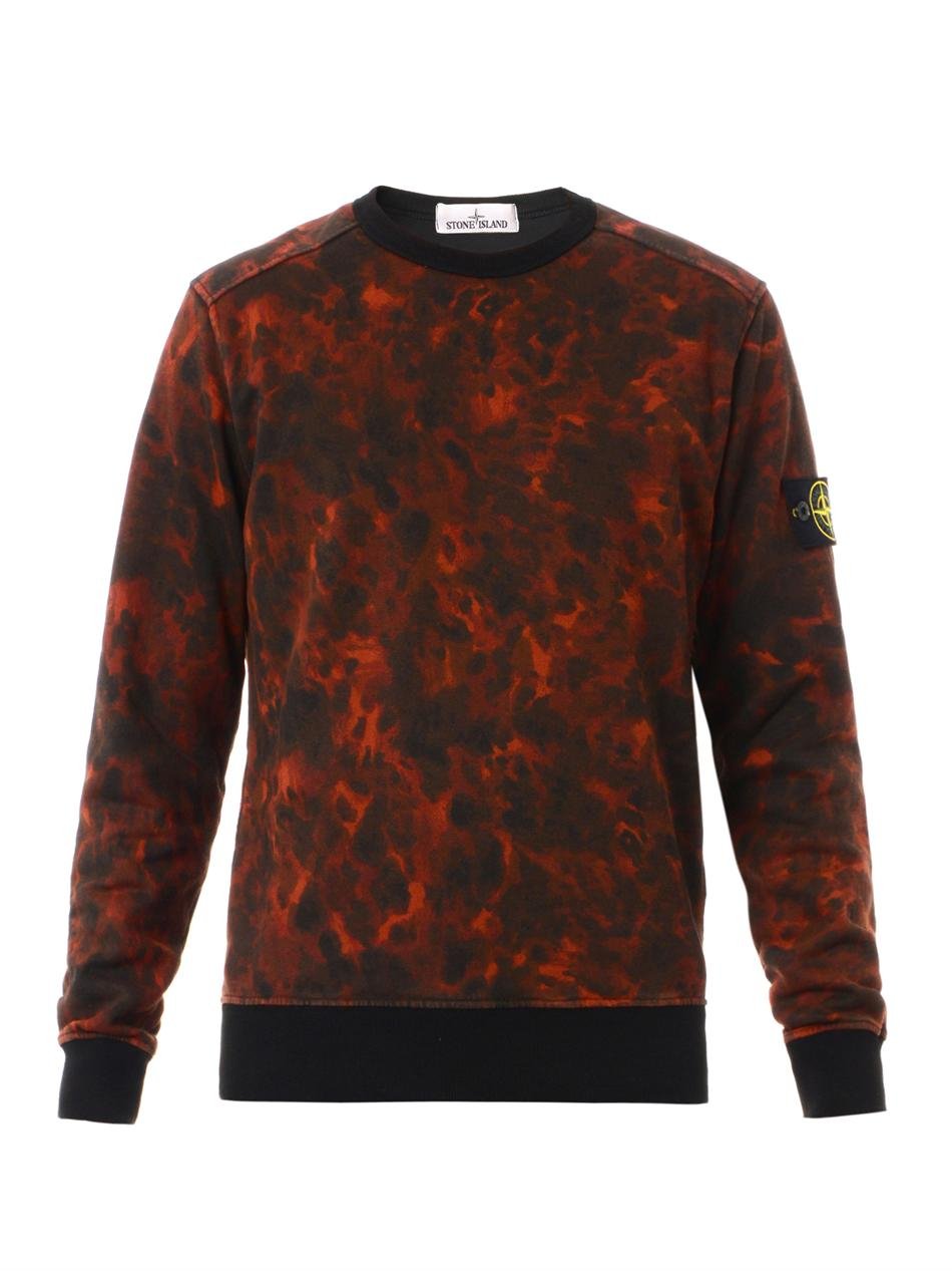 Lyst - Stone Island Camouflage-print Sweatshirt in Red for Men