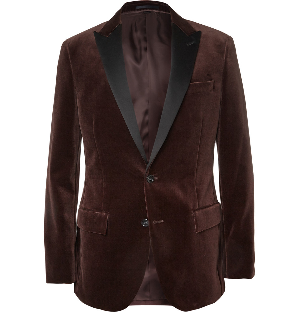 J.crew SlimFit Ludlow SatinLapel Velvet Blazer in Purple for Men