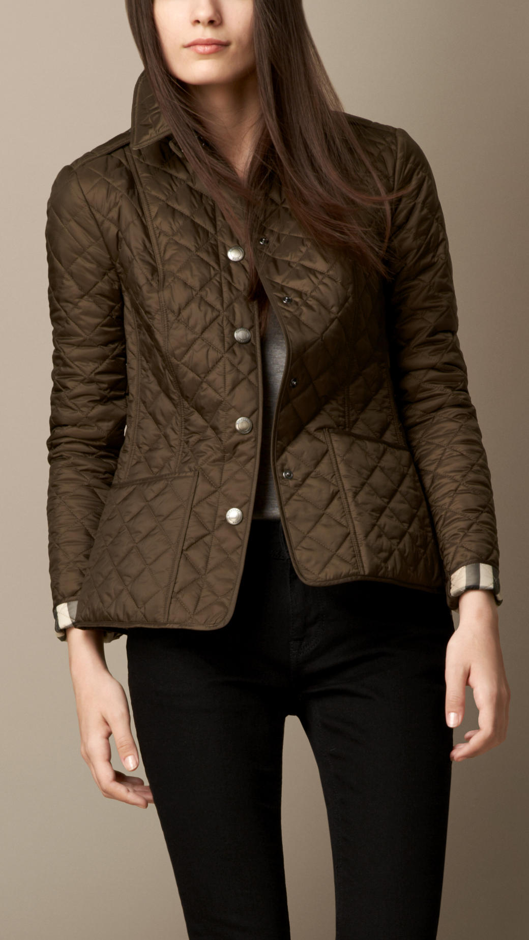 Lyst - Burberry Diamond Quilted Jacket in Natural