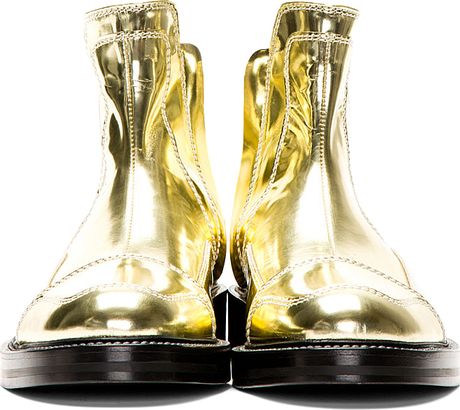 Juun.j Metallic Gold Leather Boots in Gold for Men | Lyst
