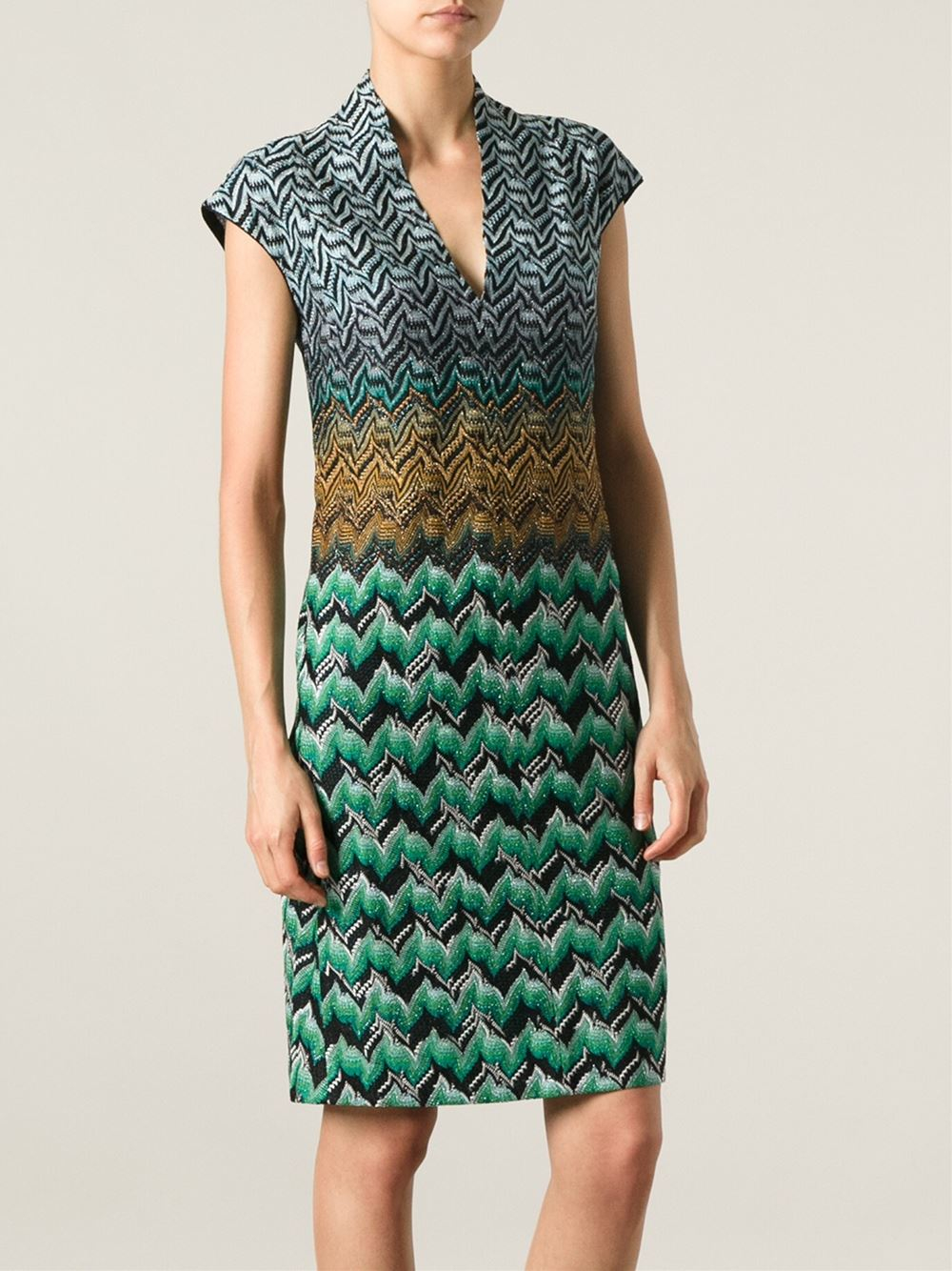 Missoni Zig Zag Crochet Knit Dress In Multicolor Multicolour Lyst 0390