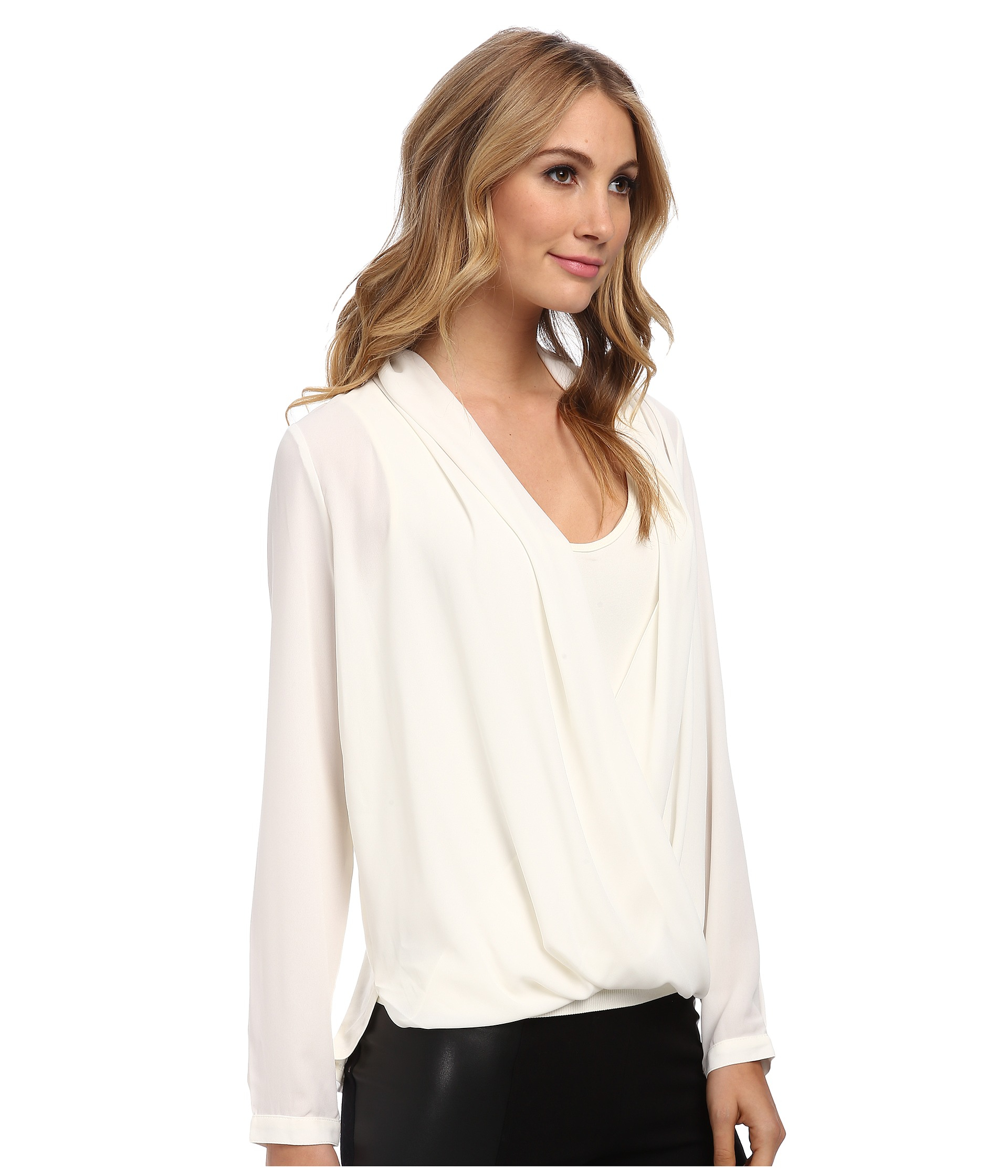 Nydj Drape Front Blouse With Fit Solution Tank in White (Vanilla) | Lyst