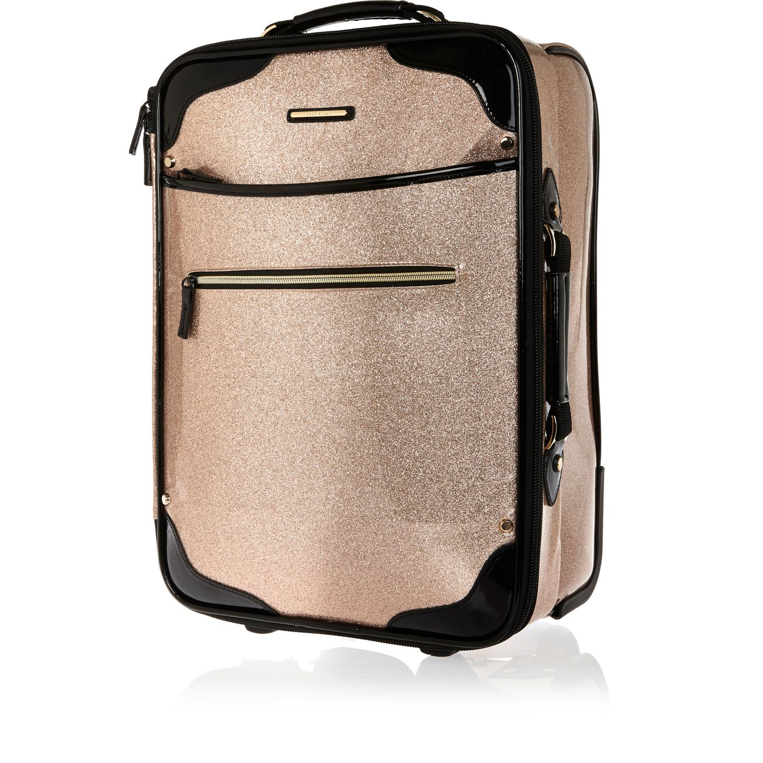 Lyst - River Island Pink Glitter Suitcase in Pink