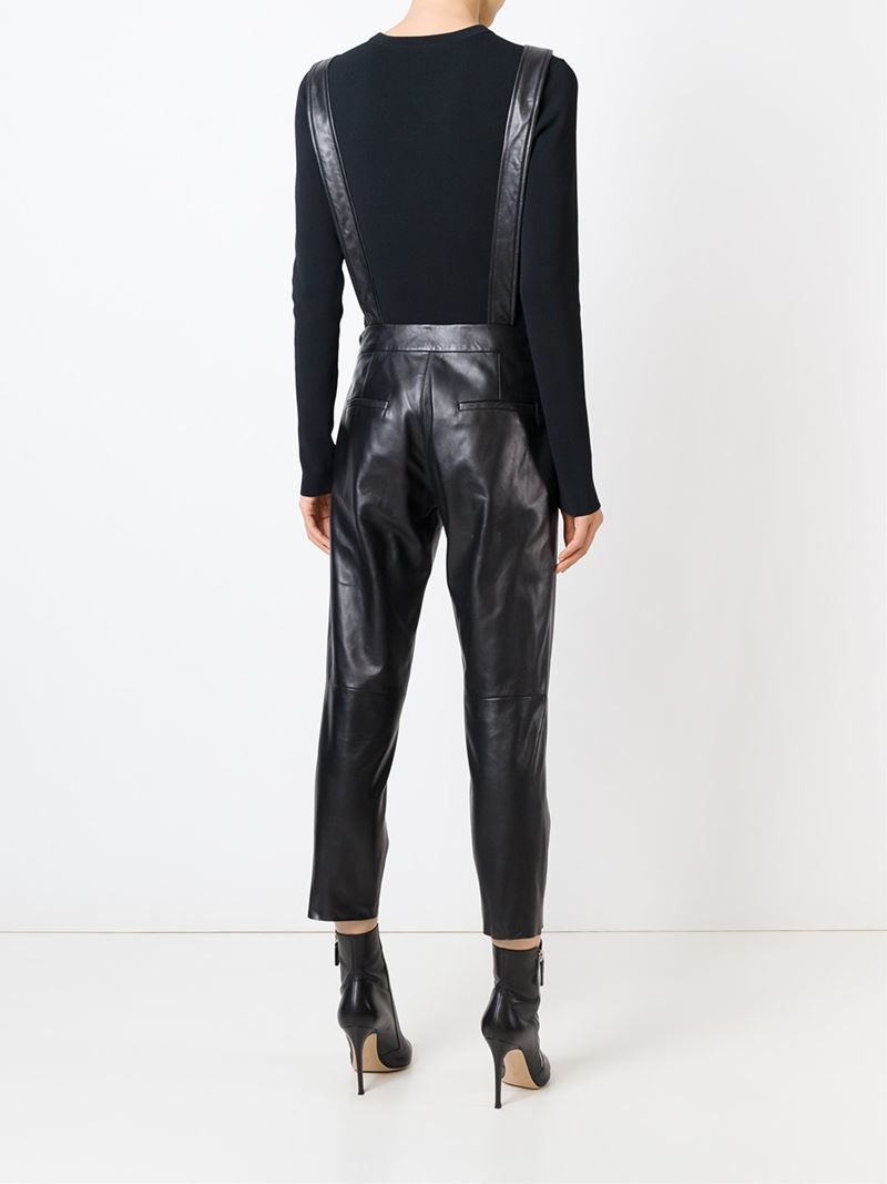Lyst - Drome Leather Dungarees in Black