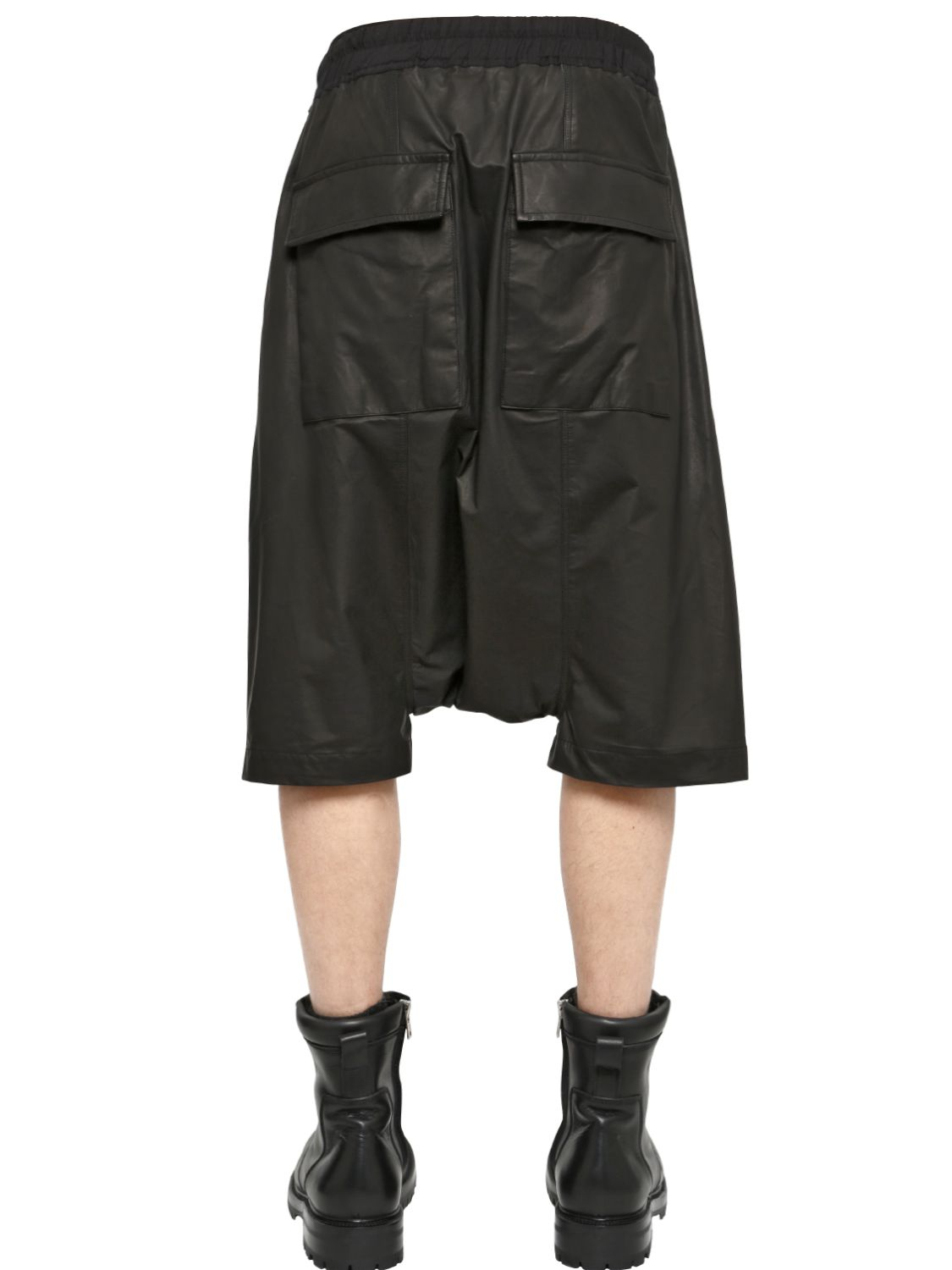 Rick owens Boxer Pod Kangaroo Leather Shorts in Black for Men | Lyst