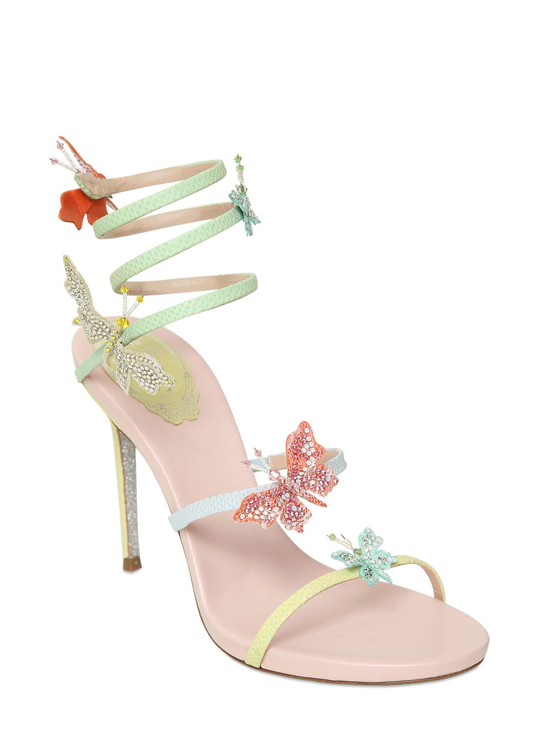 Lyst - Rene Caovilla 105mm Butterfly Karung & Leather Sandals