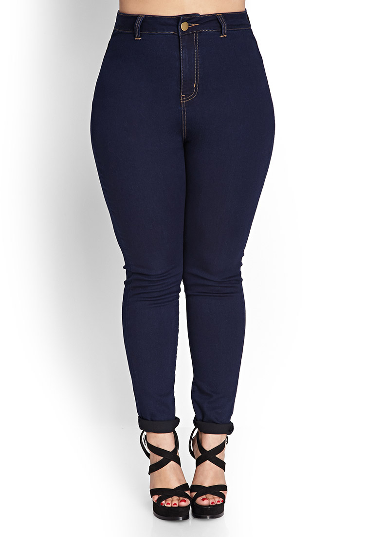 Lyst - Forever 21 Plus Size High-waisted Skinny Jeans (regular) in Blue