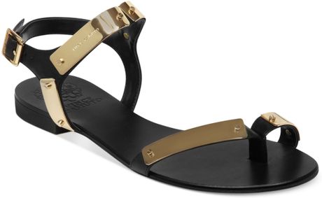 Vince Camuto Joslyn Flat Sandals in Gold (Black) | Lyst