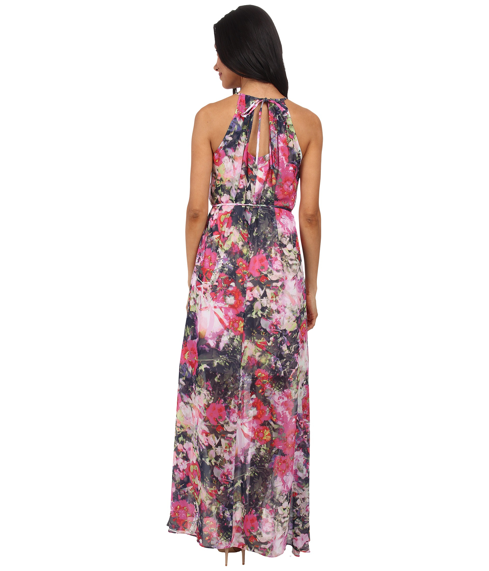 Lyst Maggy London Flower Mix Printed Chiffon Maxi Dress Gallery
