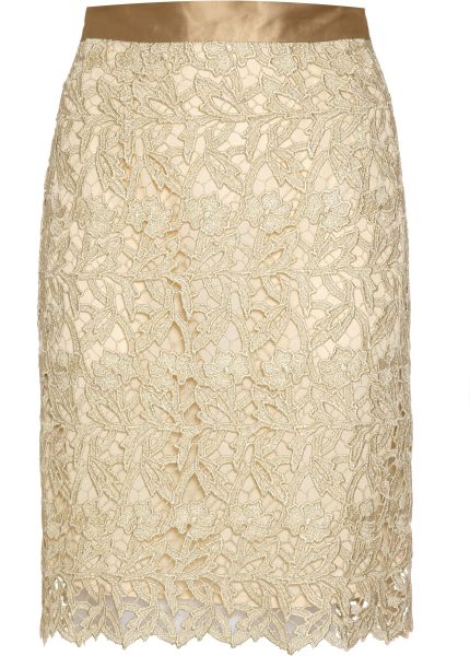 Almost Famous Metallic Crochet Skirt in Gold | Lyst