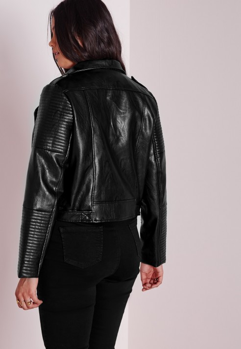 Missguided Plus Size Faux Leather Biker Jacket Black In Lyst Gallery
