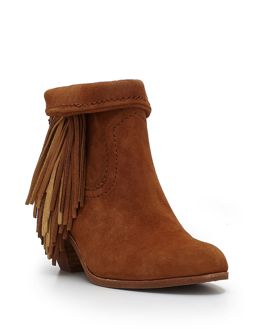Lyst Sam Edelman Louie Fringed Suede Ankle Boots in Brown