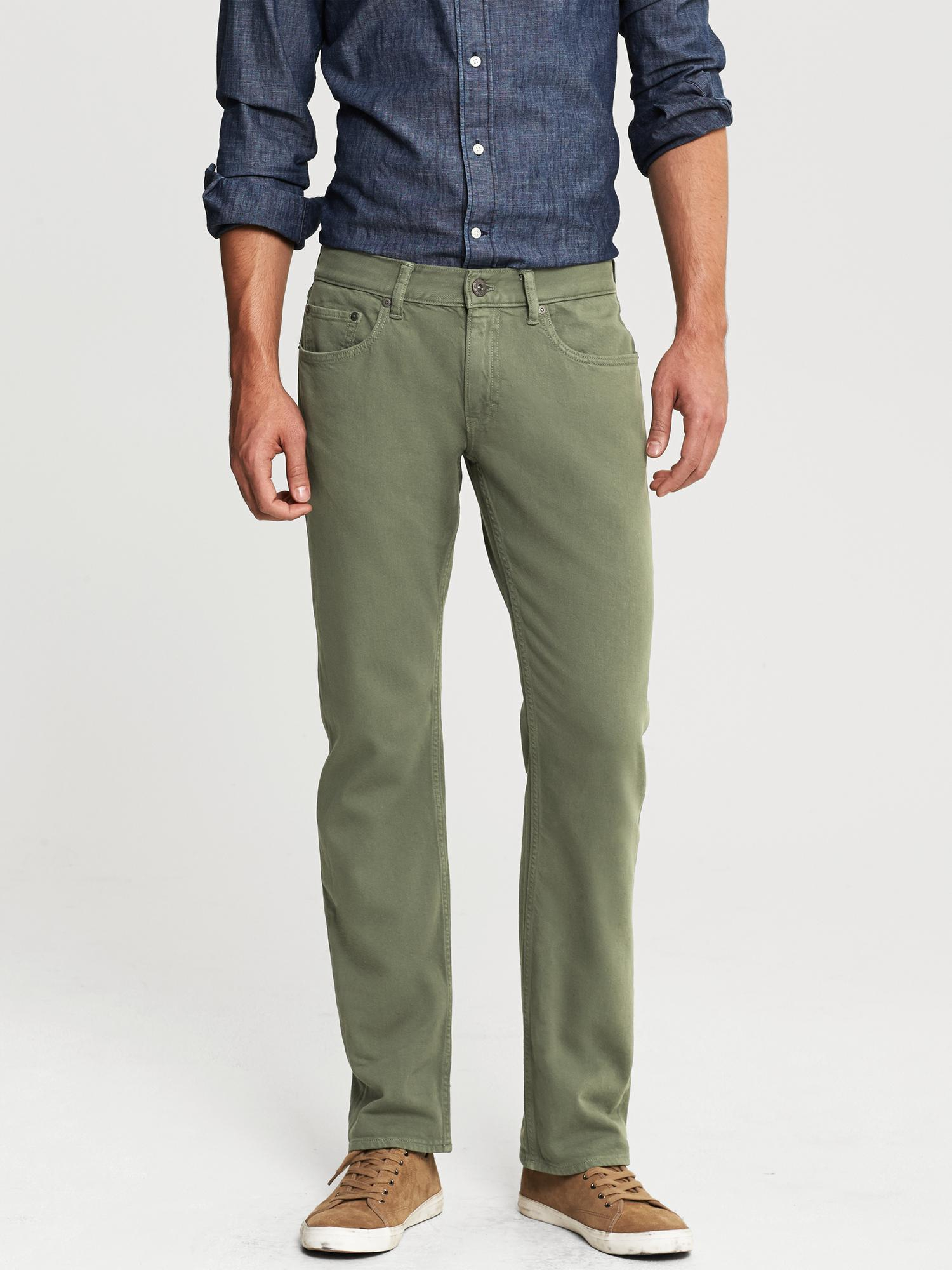 Banana Republic Vintage Straight-Fit Five-Pocket Pant in Green for Men ...