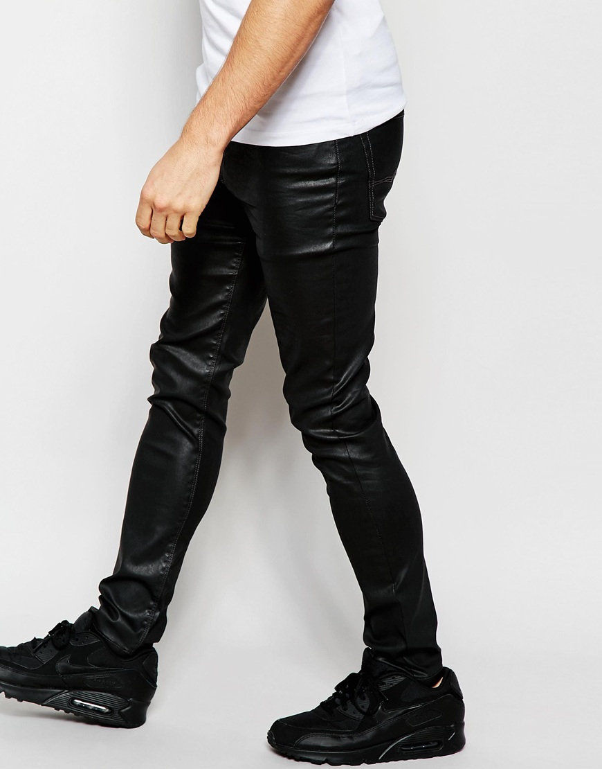 Lyst - Asos Super Skinny Jeans In Coated Black in Black for Men