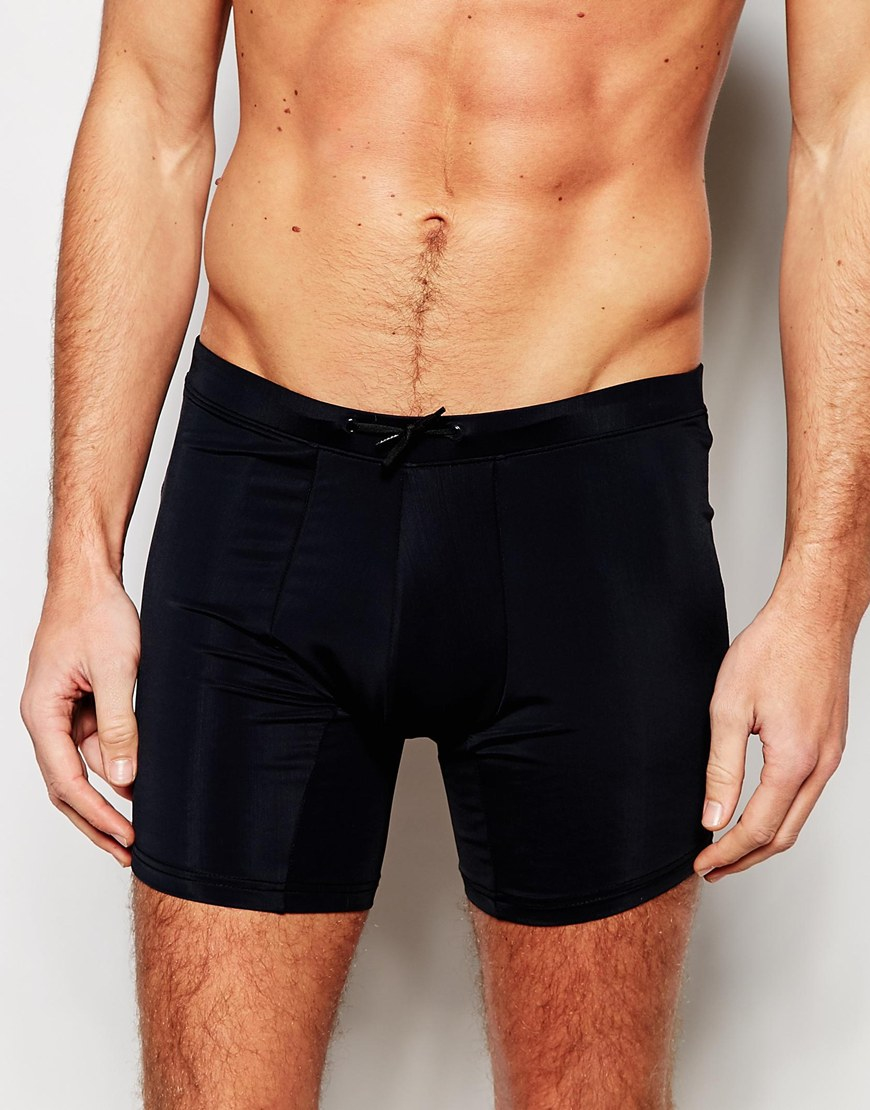 Asos Long Length Swim Trunks In Black In Black For Men Lyst