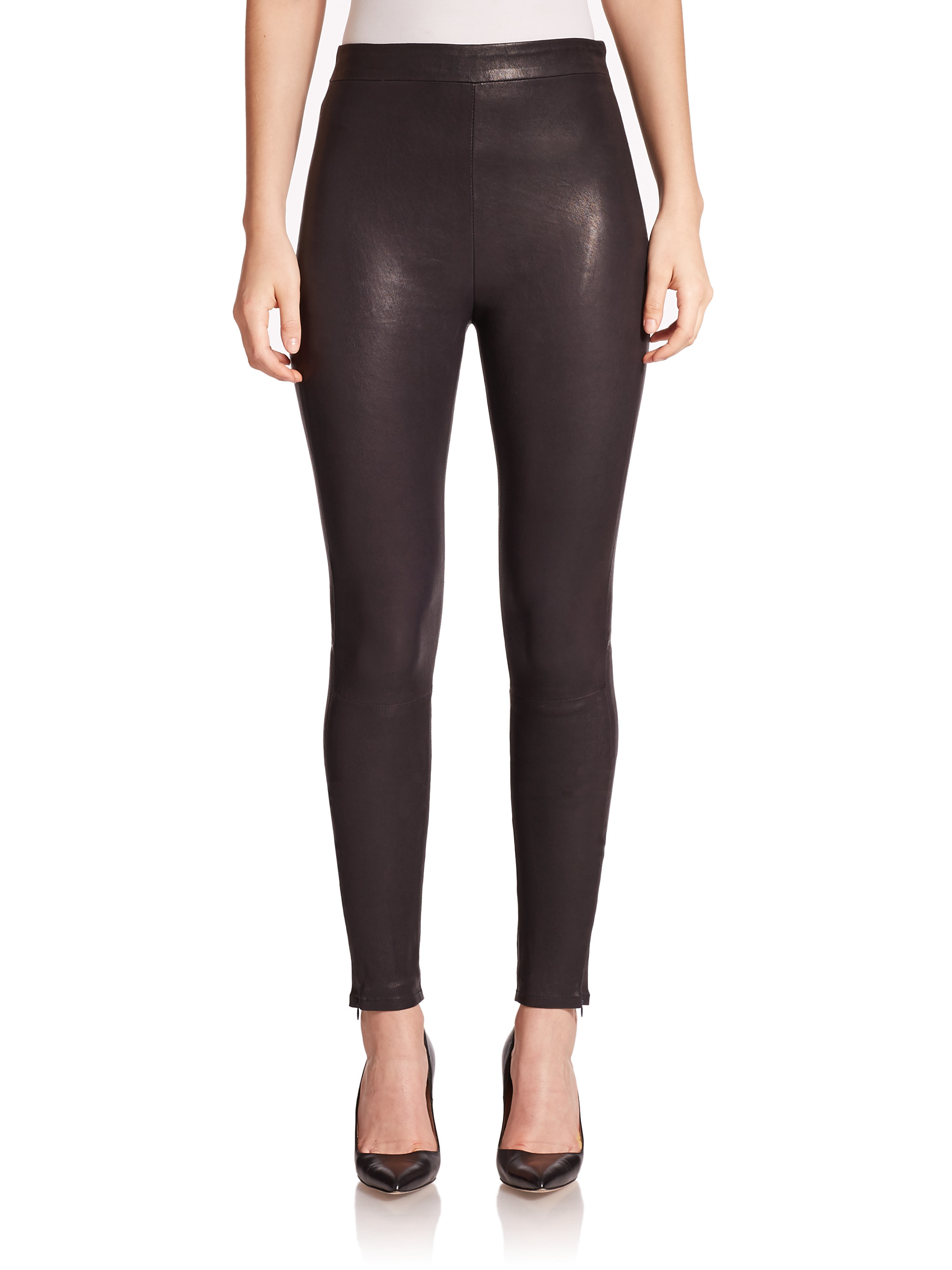 navy leather leggings