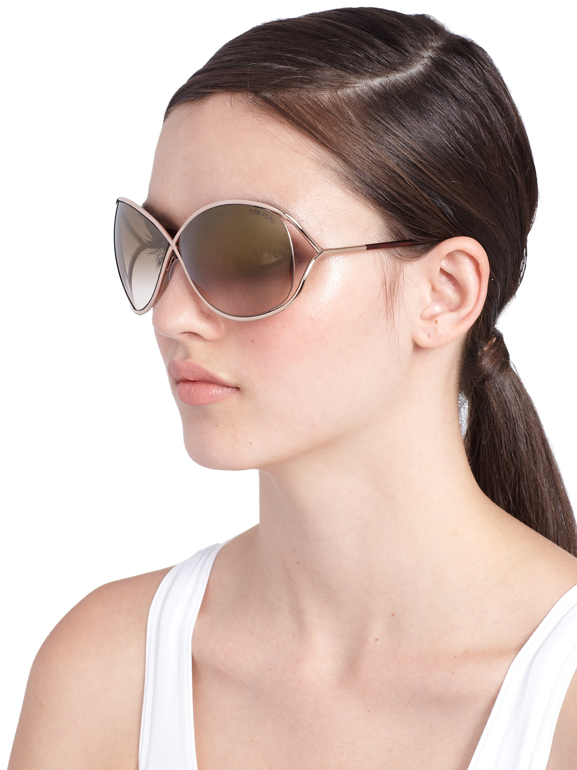 Lyst - Tom ford Miranda Oversized Round Sunglasses in Brown