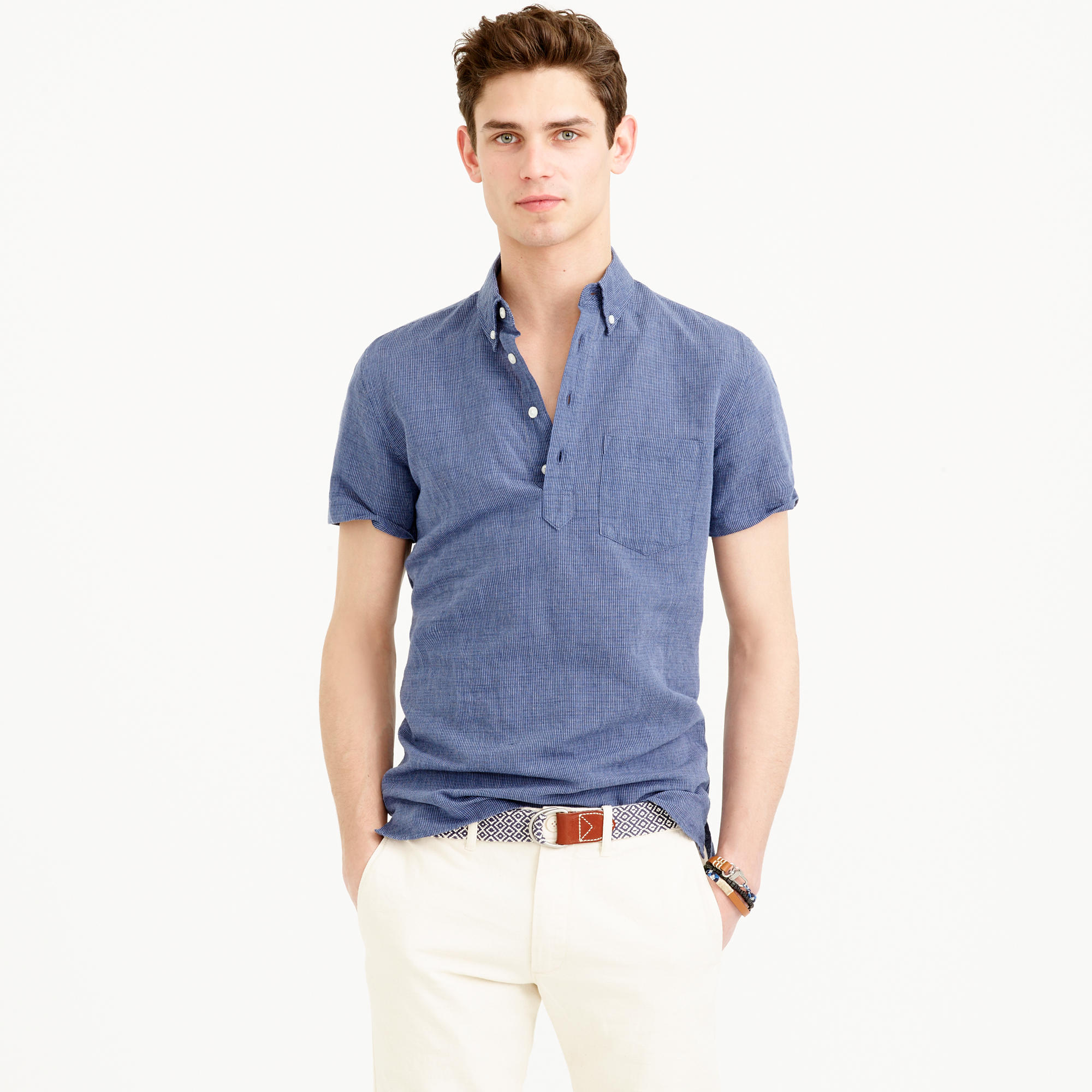 Lyst J  Crew  Irish Linen Popover Shirt  In Royal Indigo 