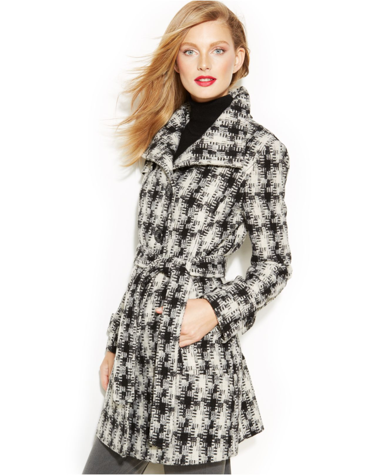 Kenneth Cole Reaction Wool Blend Belted Asymmetrical Kenneth Cole Reaction Plus Size Wool Blend Belted Trenchcoat In Gray Lyst
