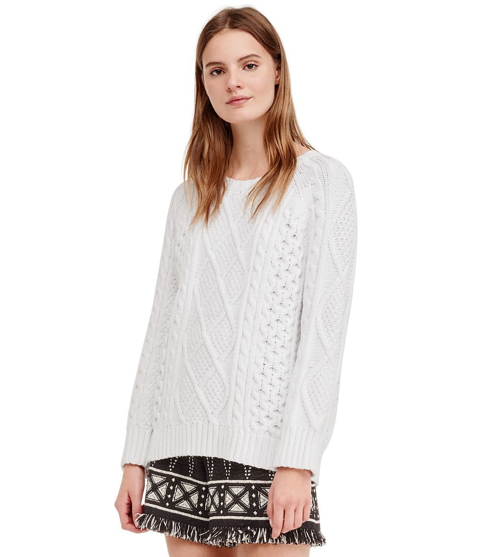 Lyst - Tory burch Cable-Knit Crewneck Sweater in White