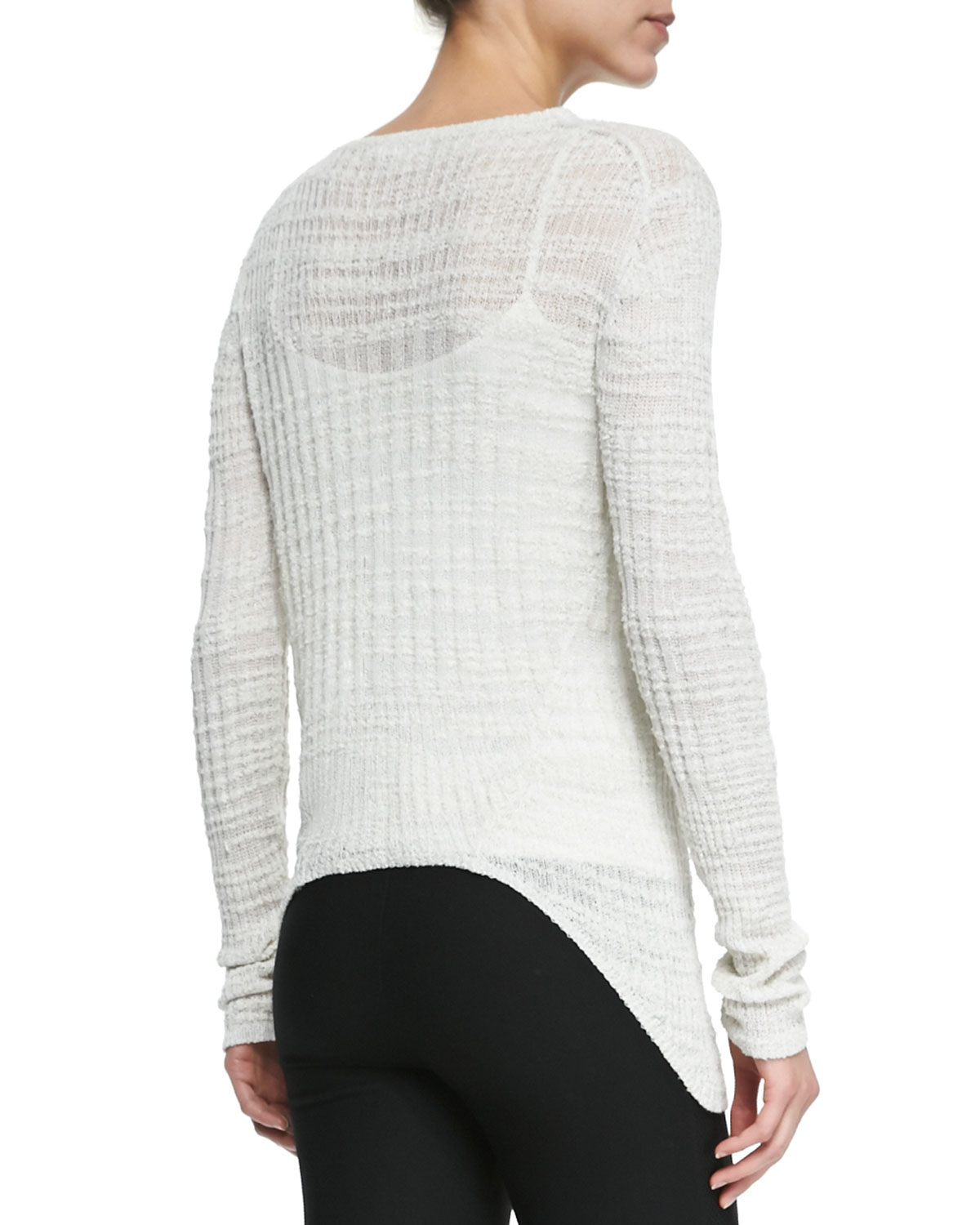 Helmut lang Lightweight Knit SeeThrough Sweater in White Lyst