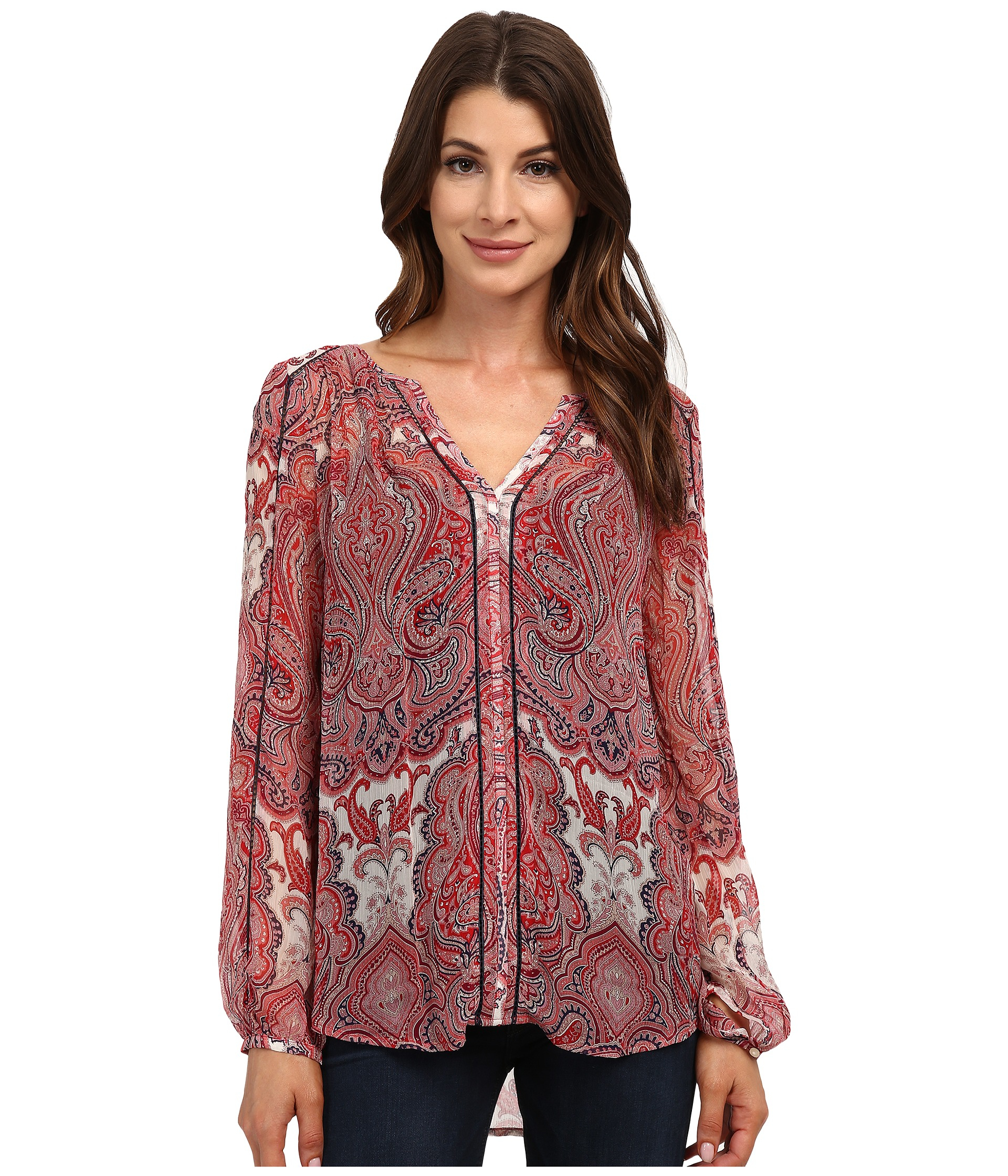lucky brand paisley peasant top in lyst lucky brand paisley peasant top in lyst
