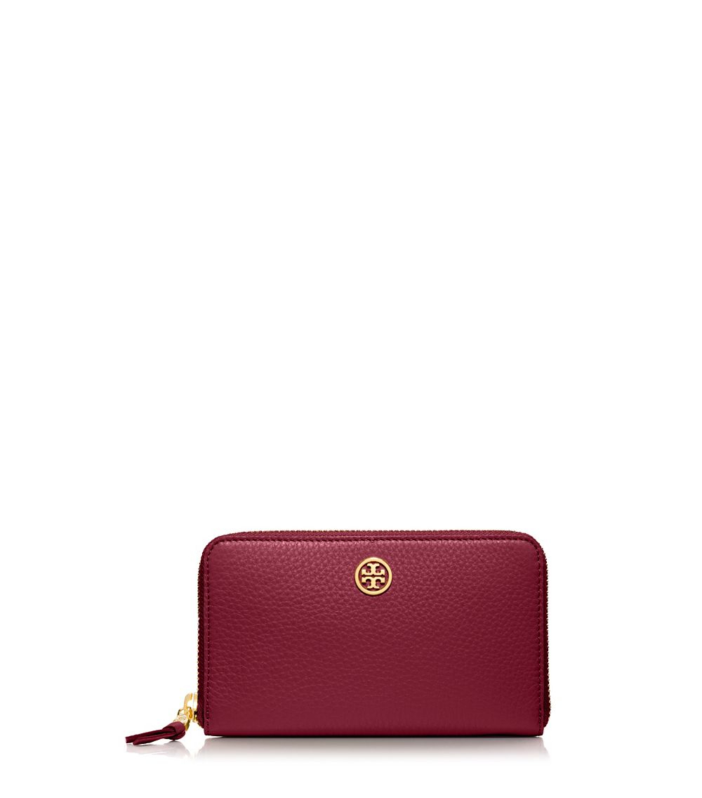 Tory Burch Robinson Pebbled Large Zip Continental Wallet in Purple ...