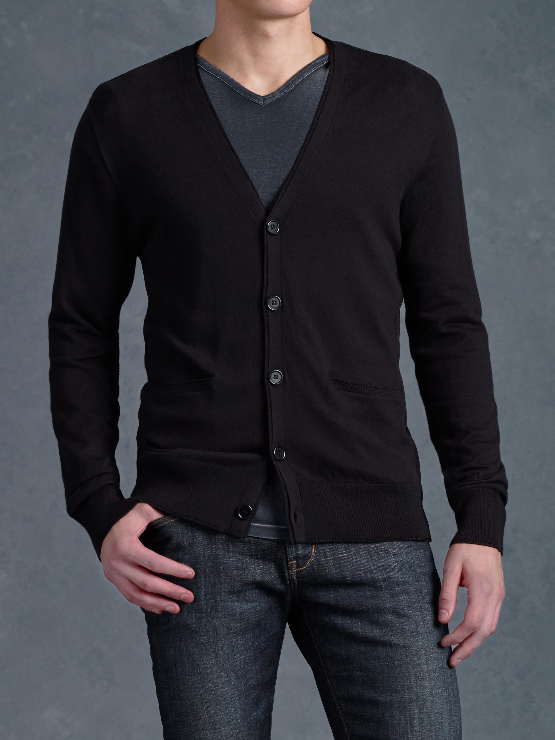 Lyst - John Varvatos Button Front Cardigan Sweater in Black for Men