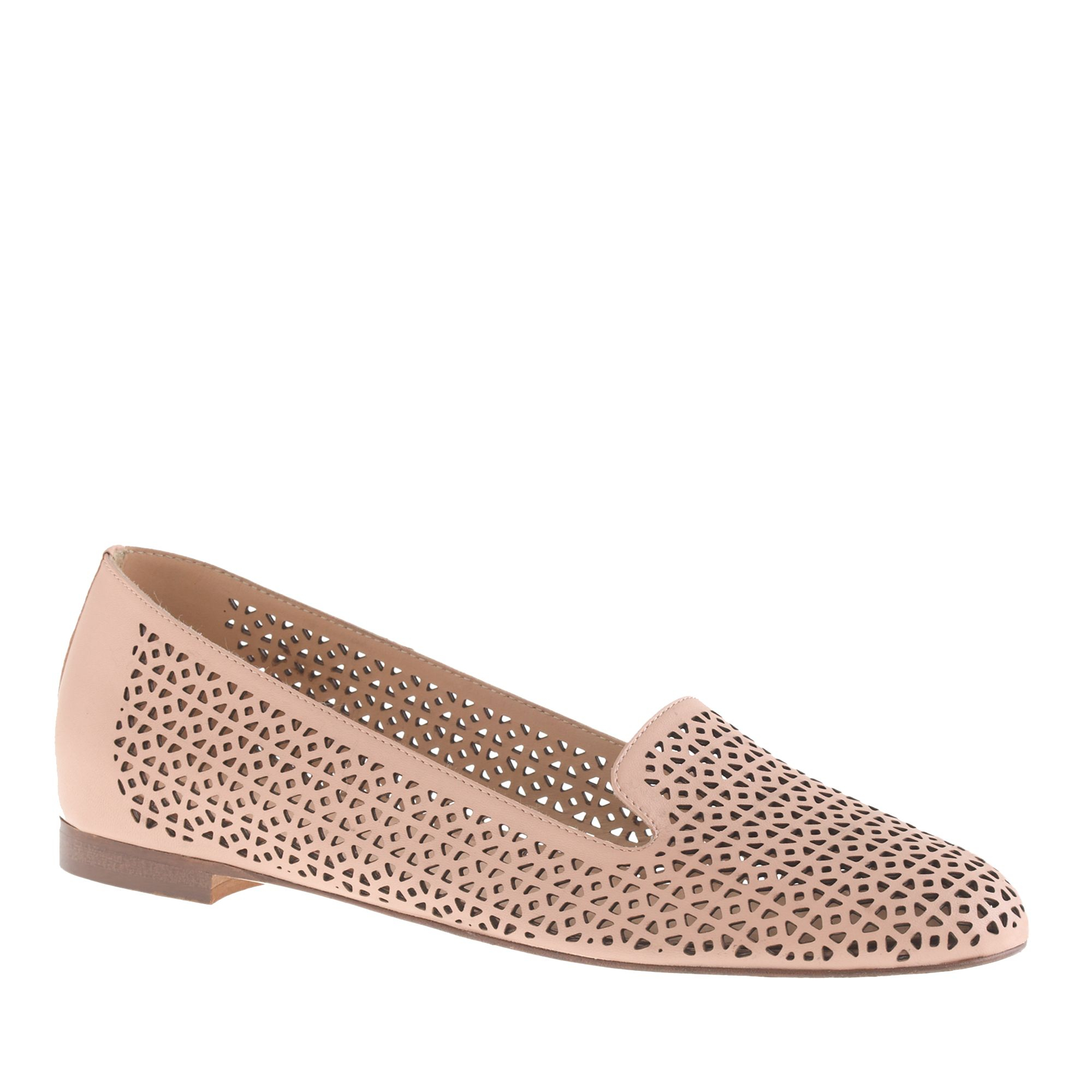 J.crew Cleo Perforated Loafers in Natural | Lyst