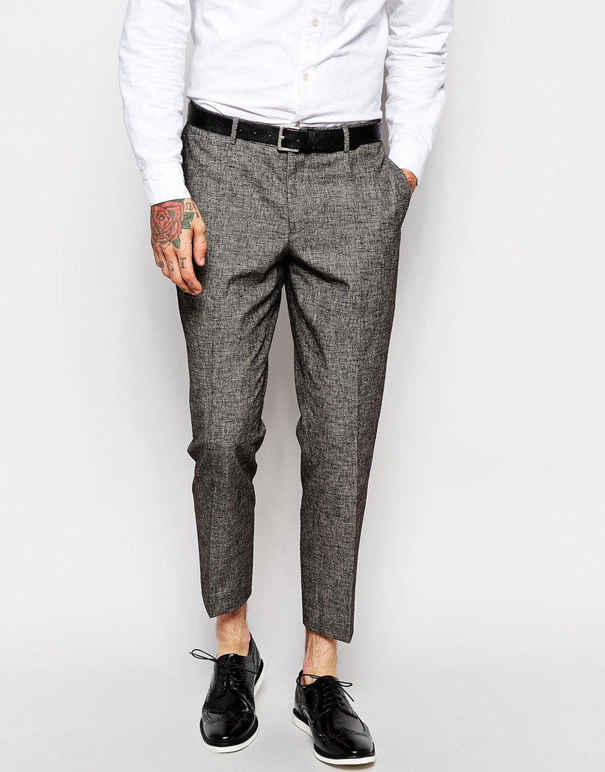 Asos Slim Smart Cropped Trousers in Gray for Men (Blackgrey) - Save 56%