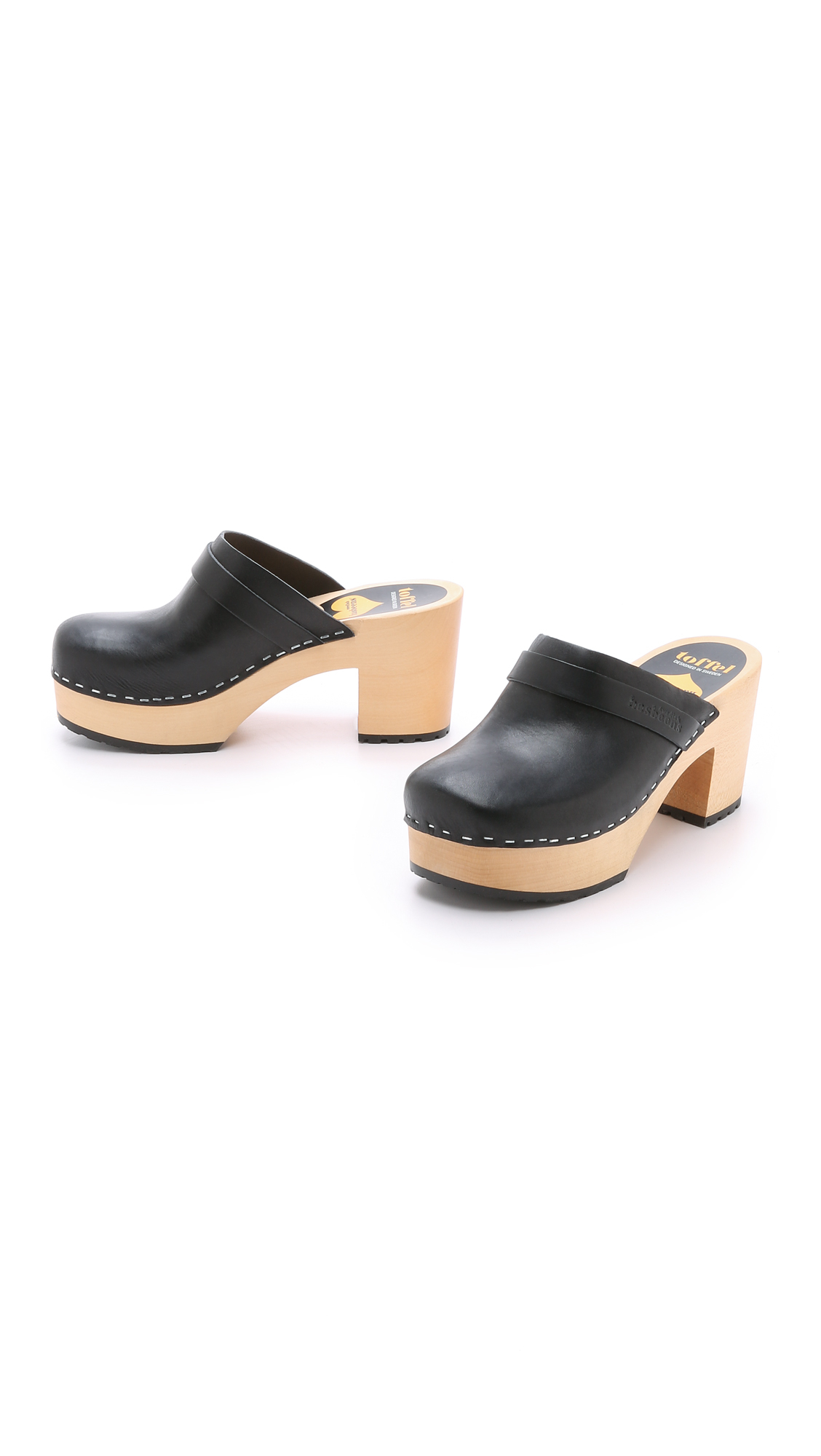 Lyst - Swedish Hasbeens Louise Clogs - Black in Black