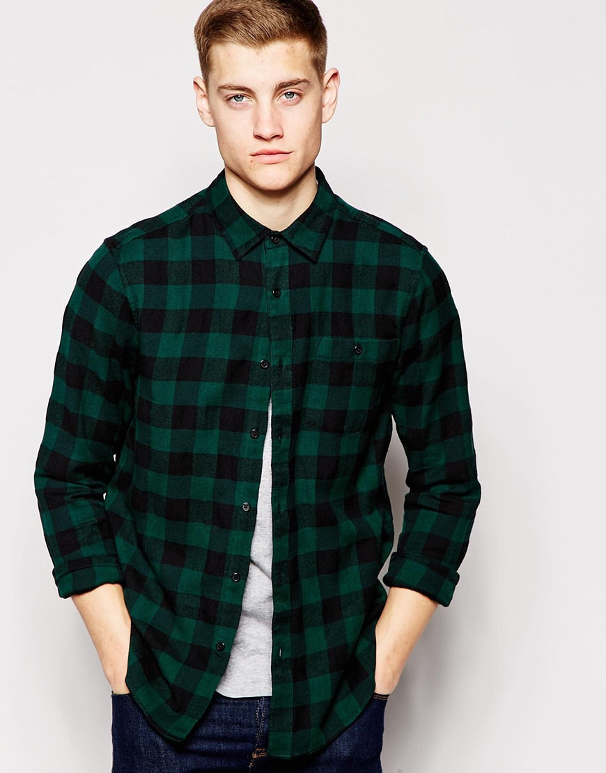 green plaid boys shirt