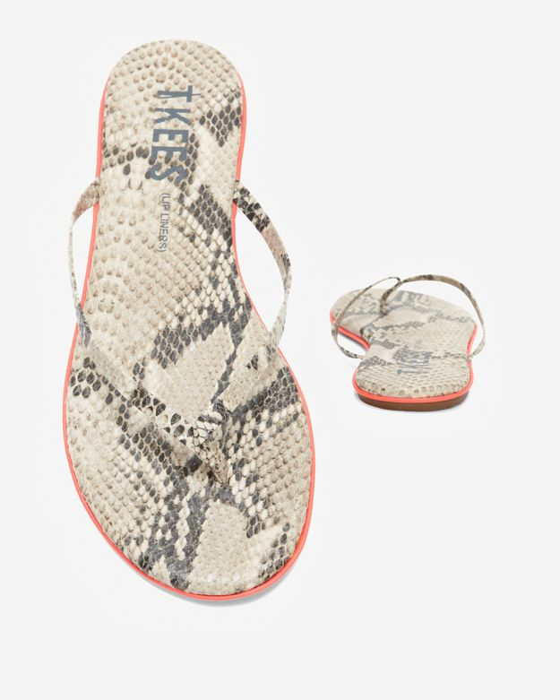 Lyst - Tkees Neon Trim Snake Print Flip Flops in Natural