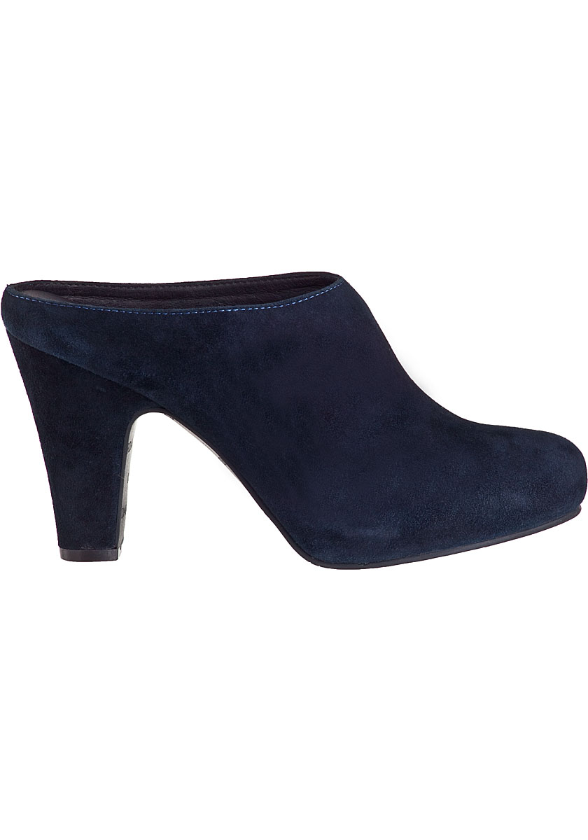 navy blue flat mules