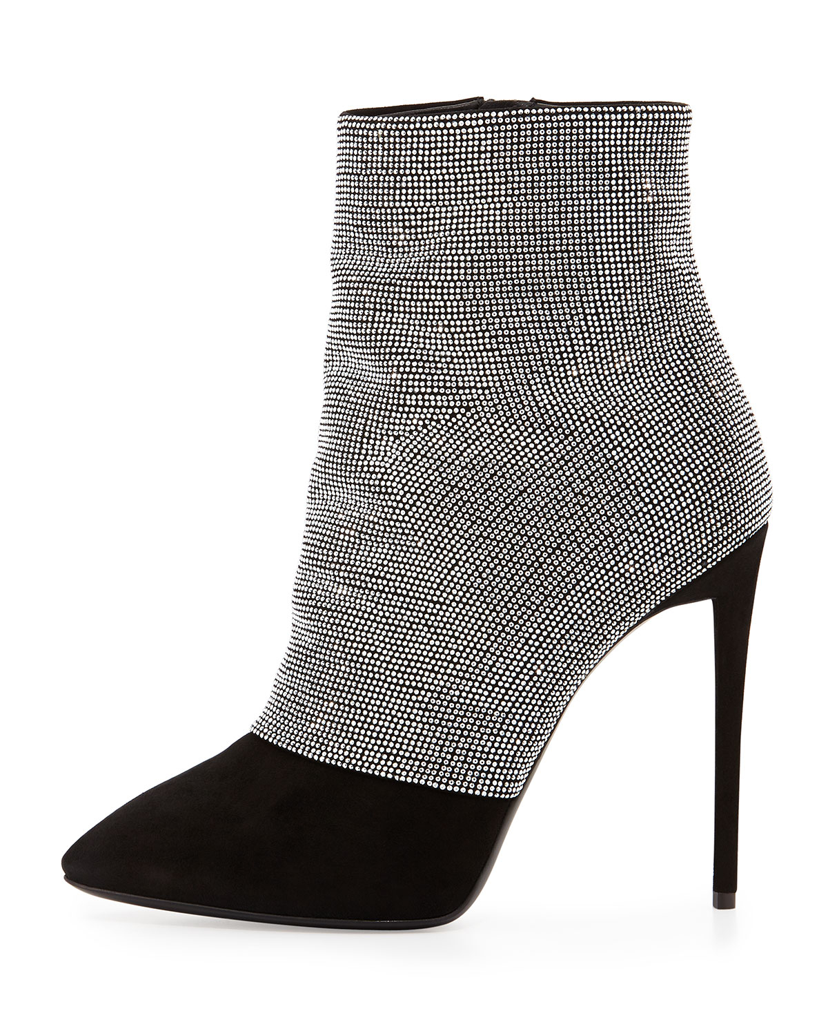Lyst - Giuseppe zanotti Strass And Suede Ankle Boot in Black