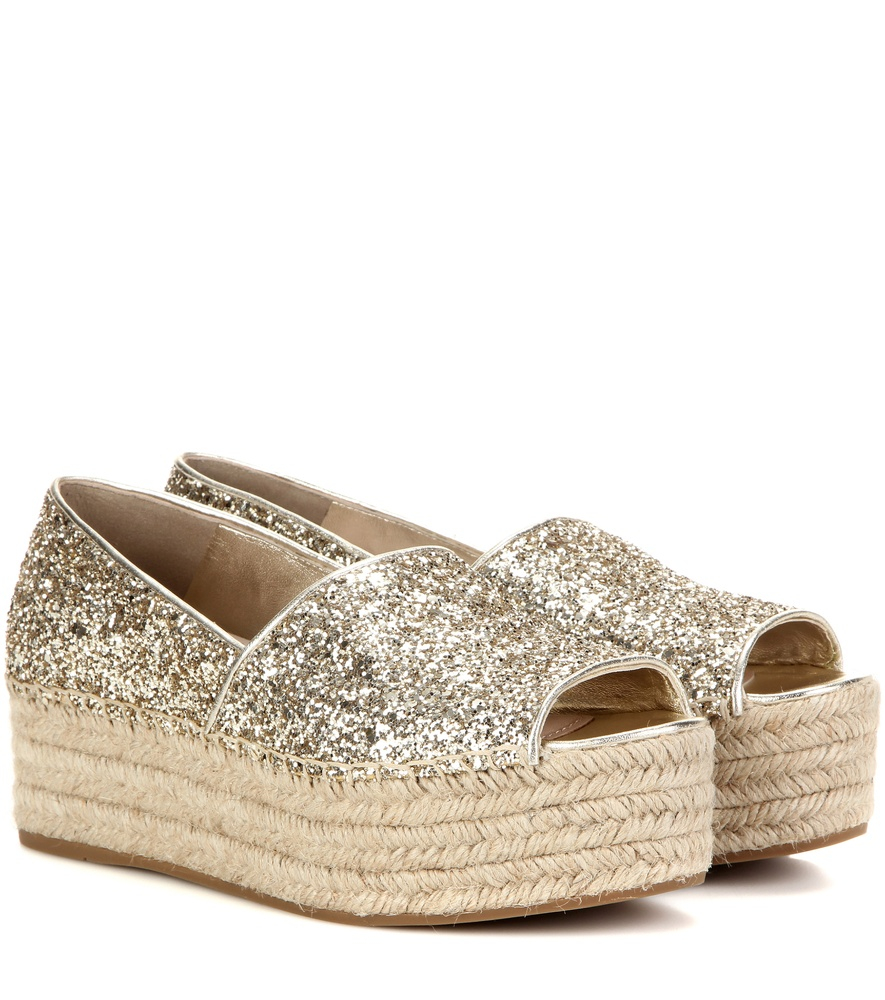 miu miu glitter platform espadrilles