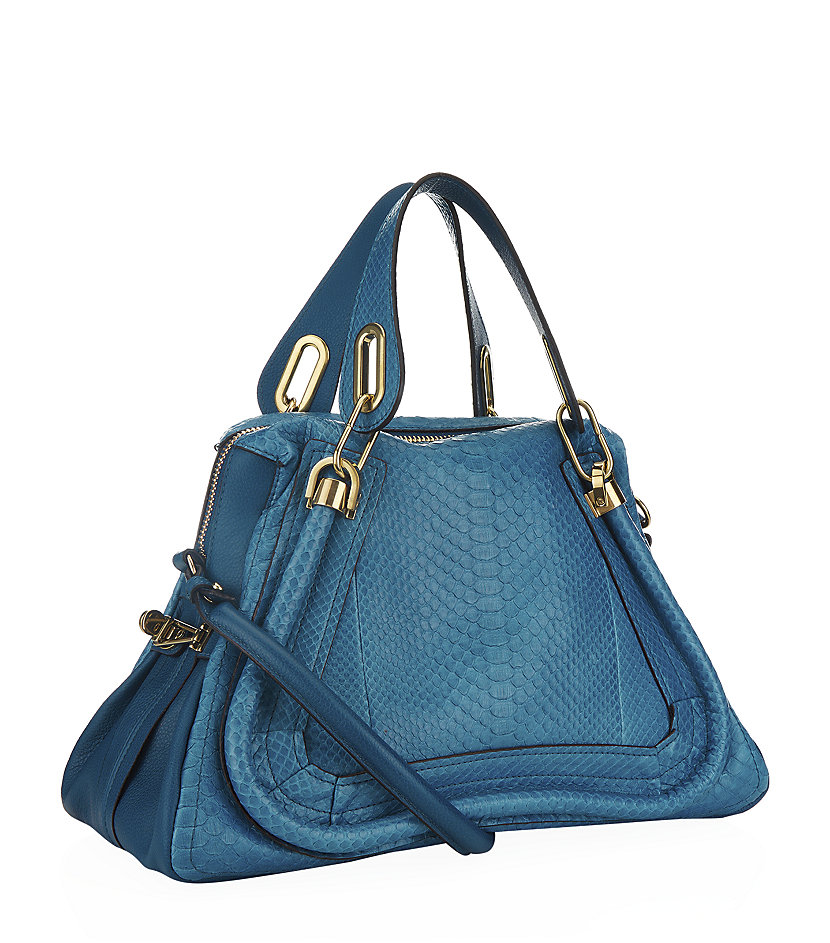 Chlo Medium Paraty Python Tote in Blue | Lyst  