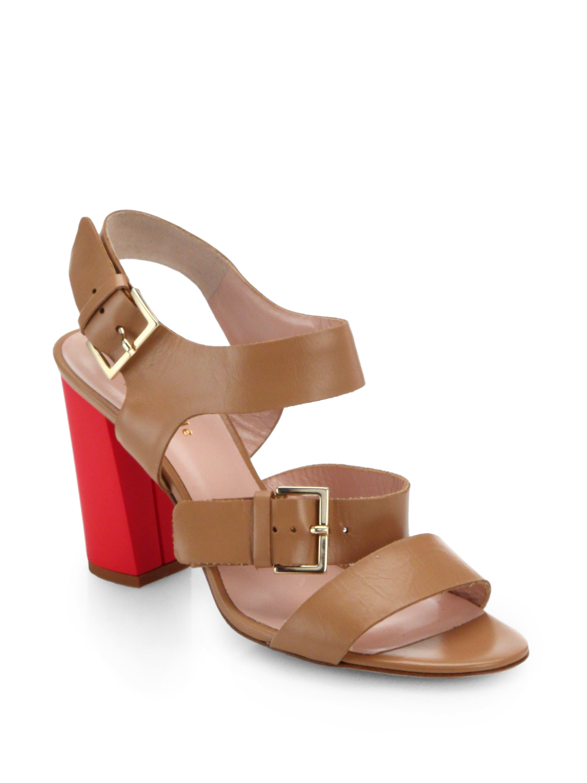 Kate spade new york Ibarra Twotone Blockheeled Sandals in Brown Lyst