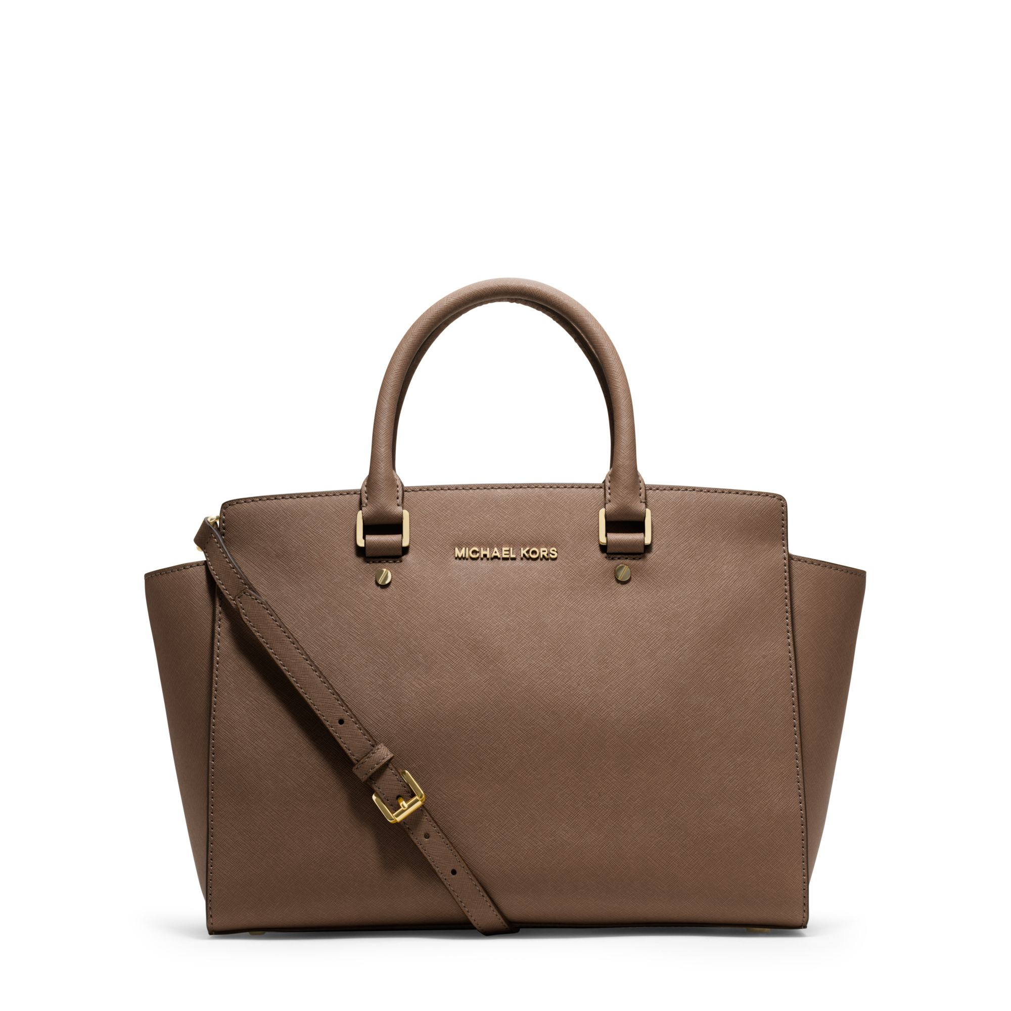 Michael kors Selma Large Saffiano Leather Satchel in Brown (DARK DUNE ...