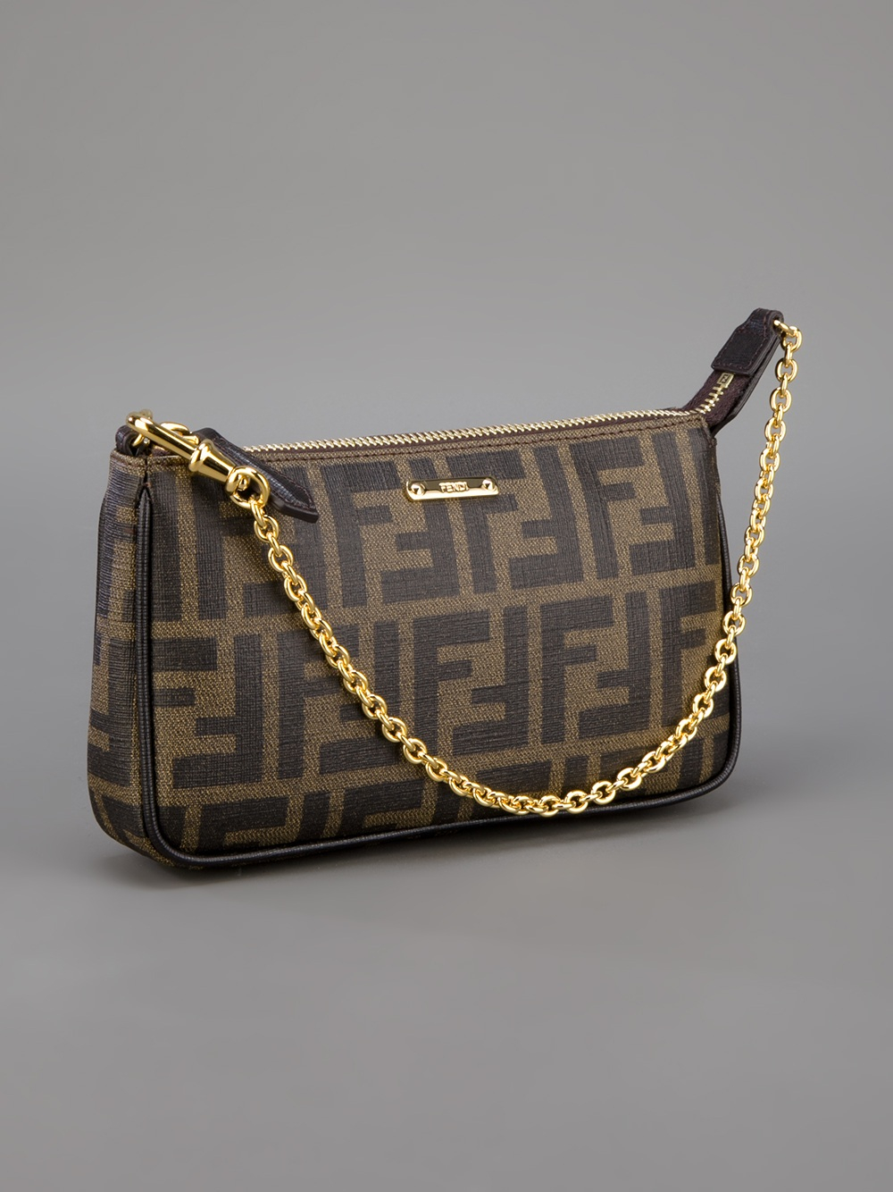 Lyst - Fendi Zucca Forever Mini Clutch in Brown