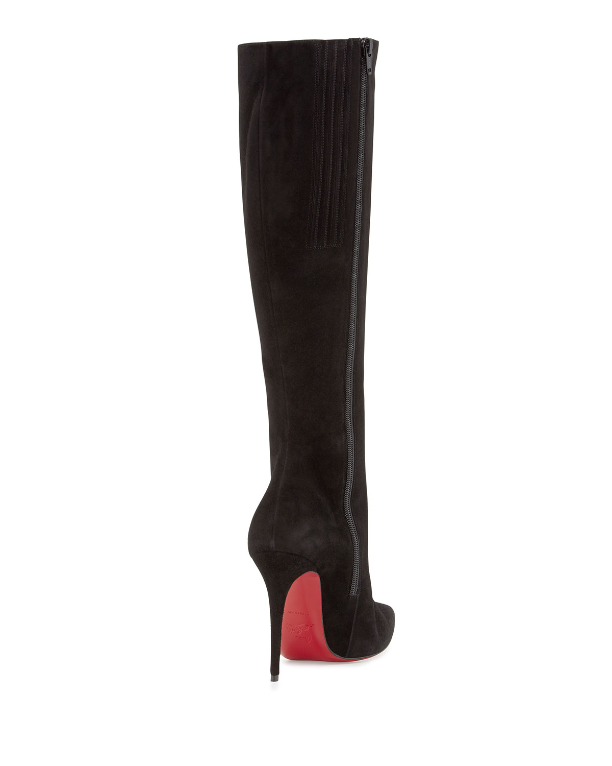 Lyst - Christian Louboutin Tournoi Suede Pointed-Toe Knee Boot in Black