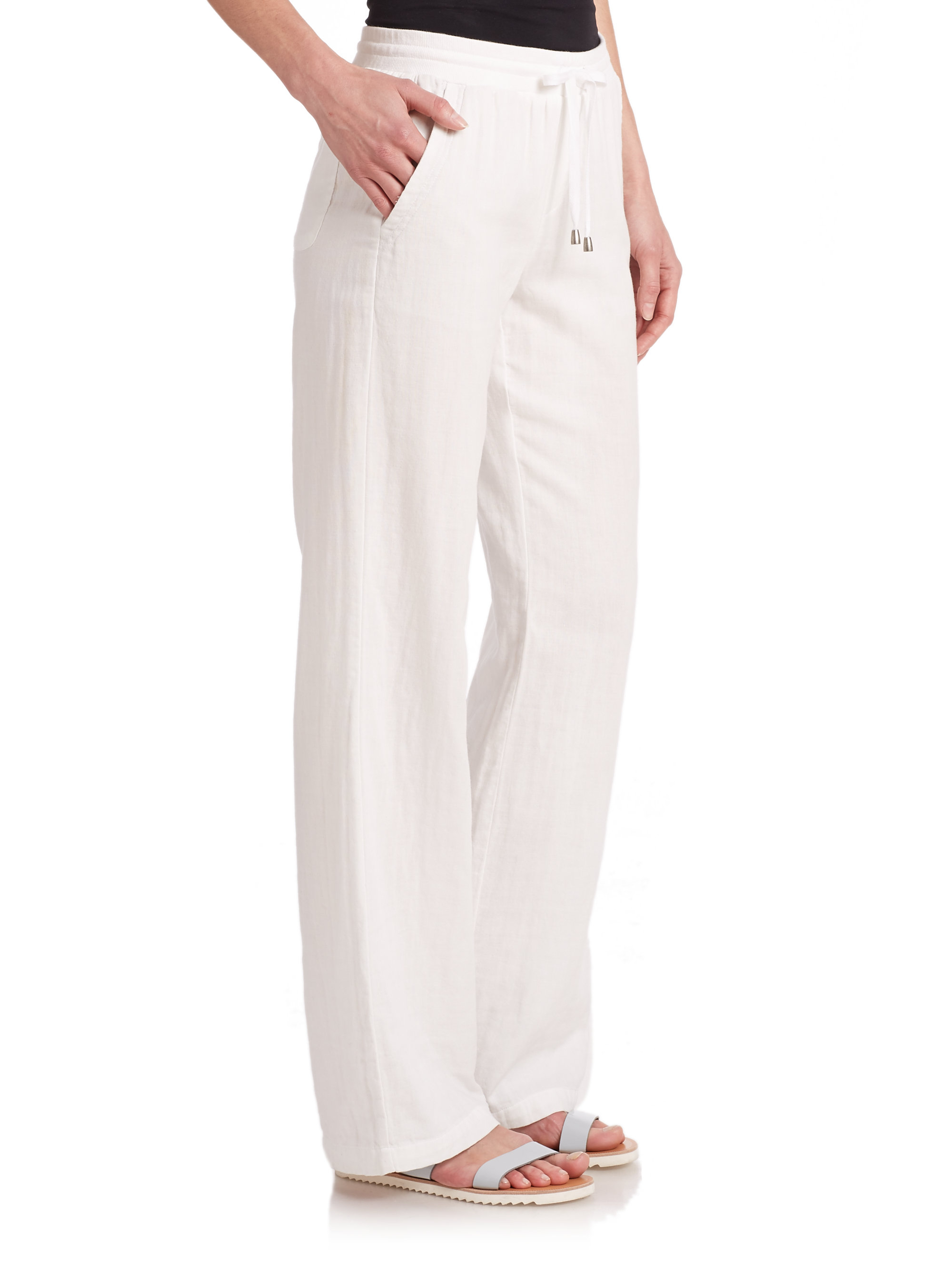 white drawstring cargo pants